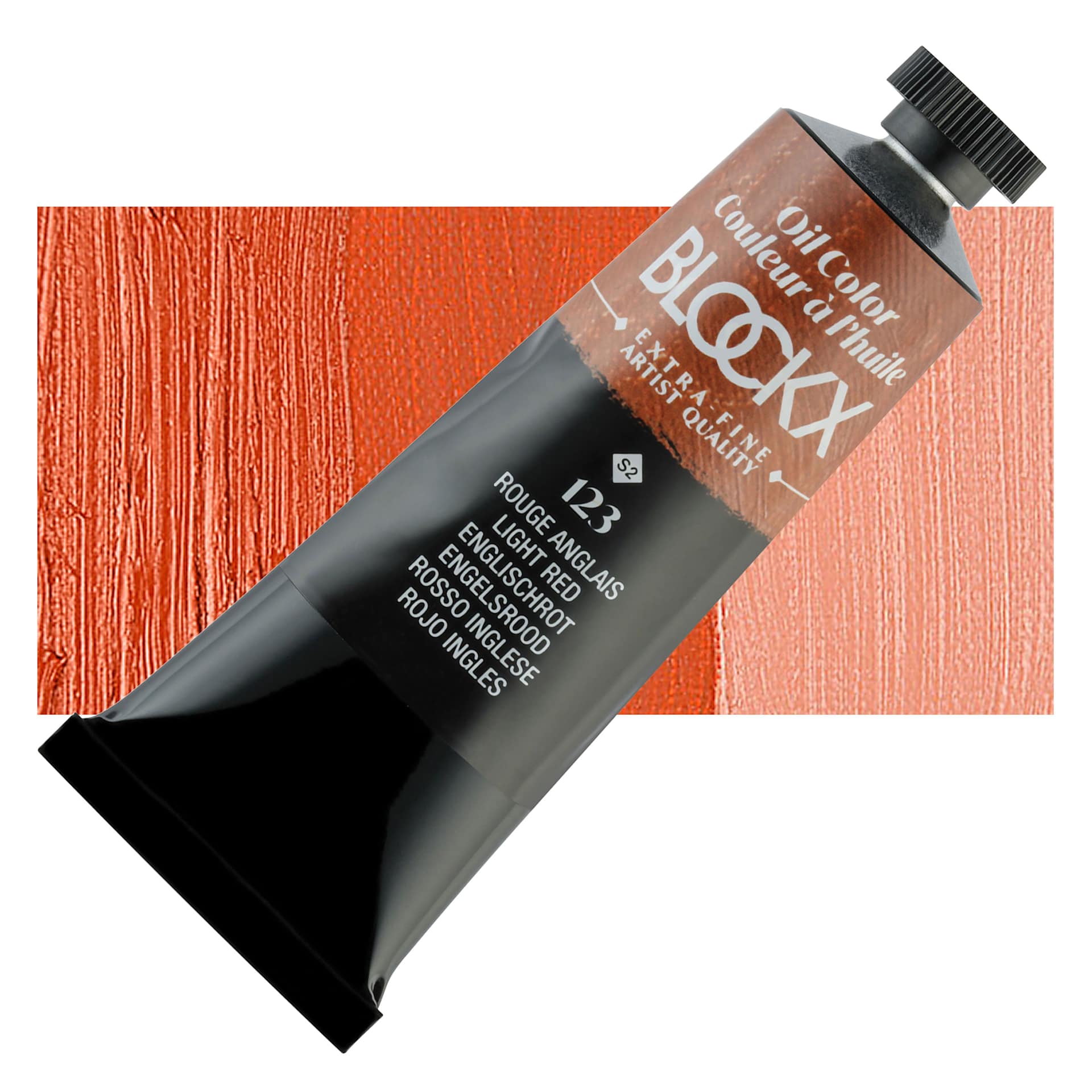 Blockx Artist Oil Color - Light Red, 35 ml tube and swatch