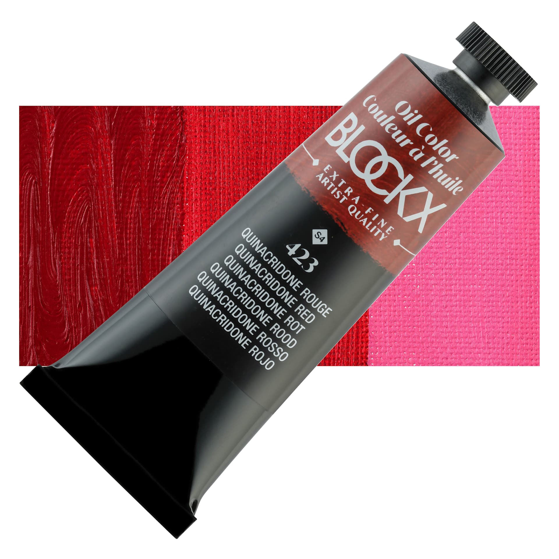 Blockx Artist Oil Color - Quinacridone Red, 35 ml - Tube and Swatch
