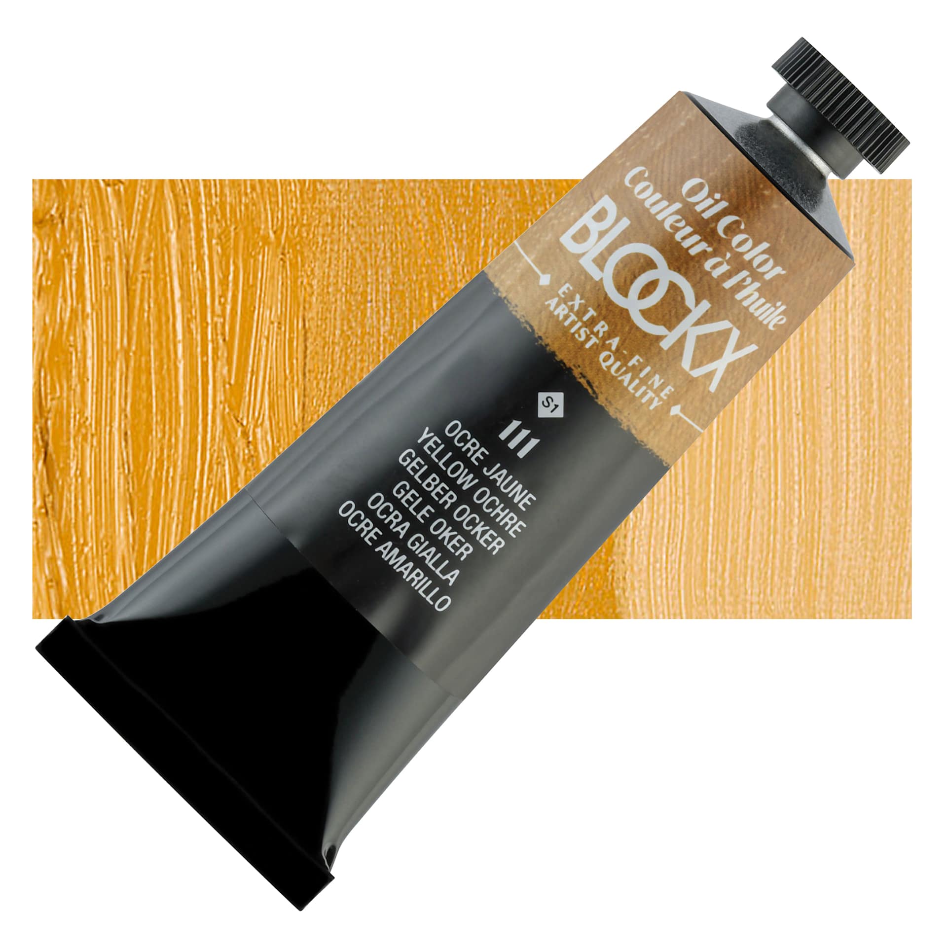 Blockx Artist Oil Color - Yellow Ochre, 35 ml tube and swatch