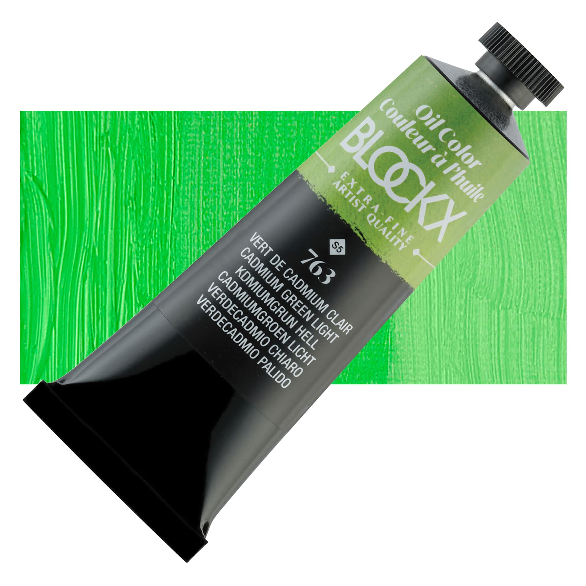 Blockx Artist Oil Color - Cadmium Green Pale, 35 ml Tube and swatch