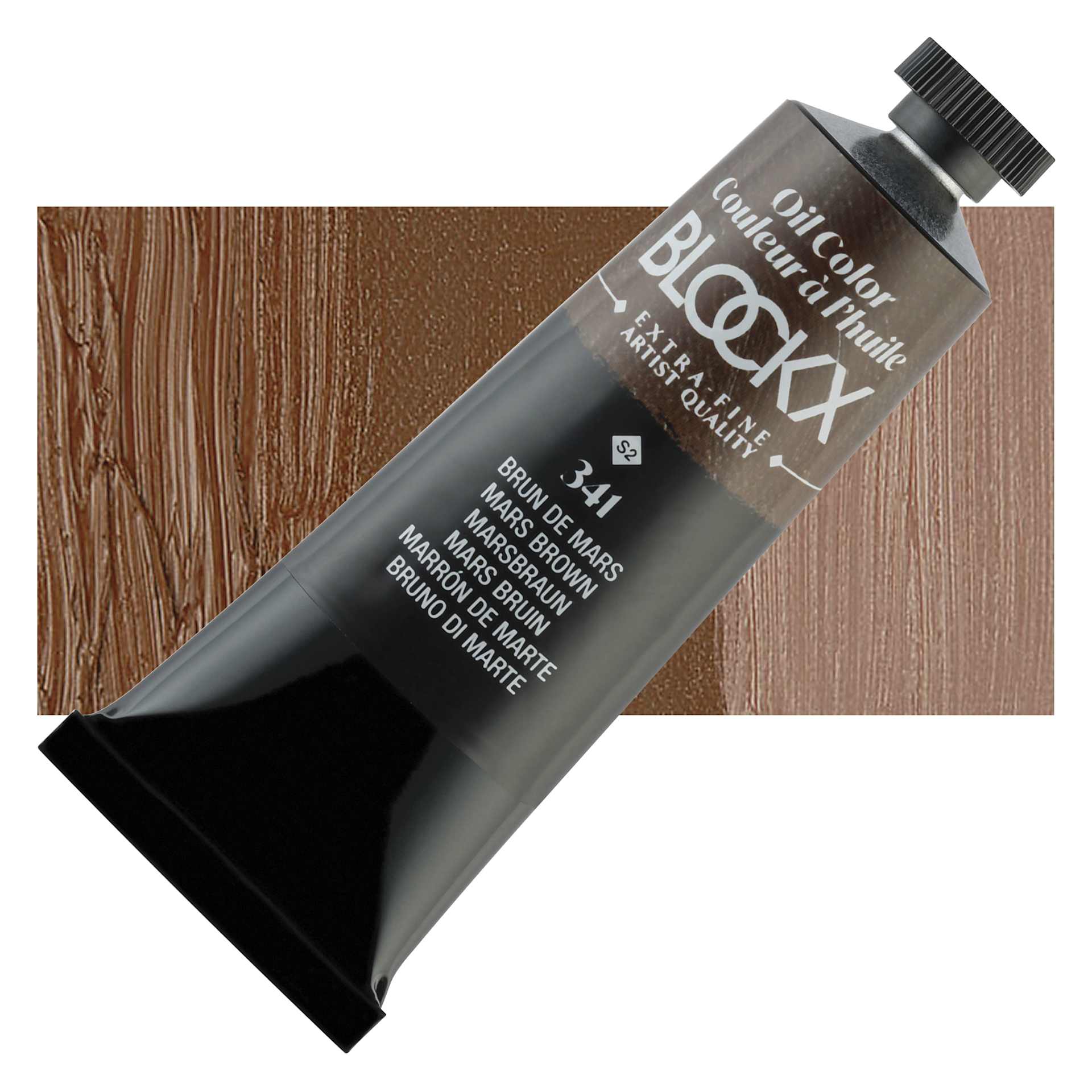 Blockx Artist Oil Color - Mars Brown, 35 ml tube and swatch