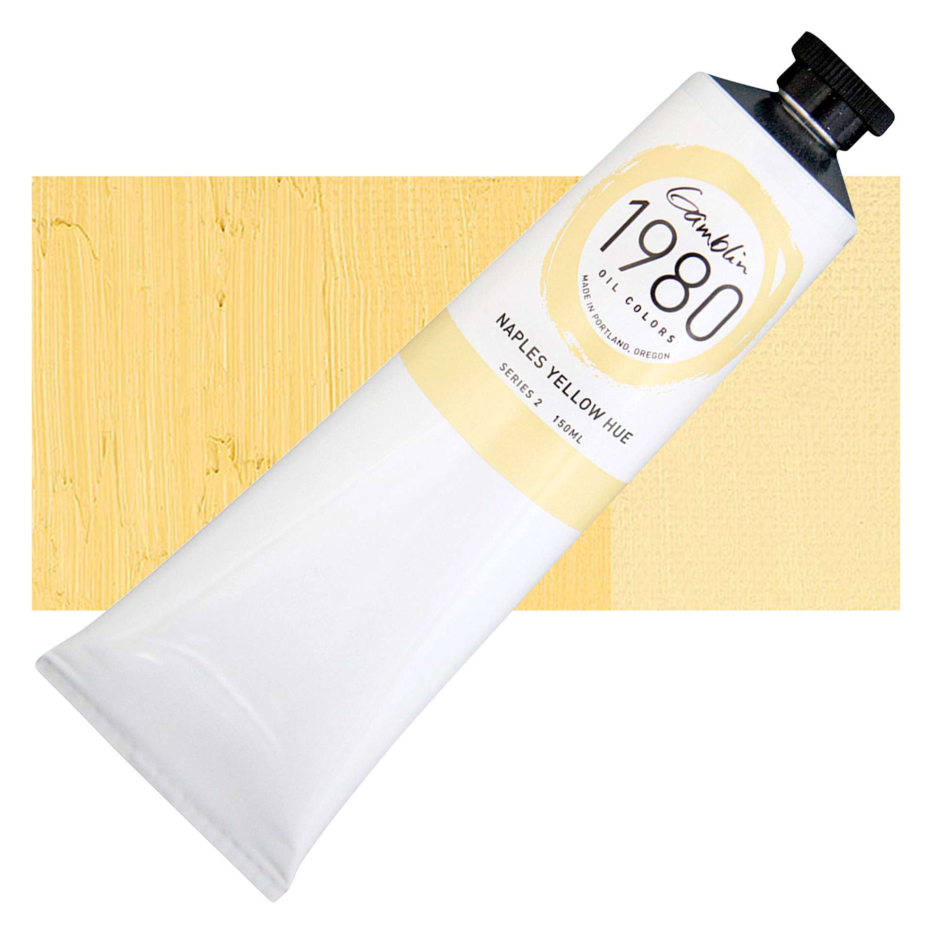 Gamblin 1980 Oil Paint - Naples Yellow, 150 ml tube and swatch
