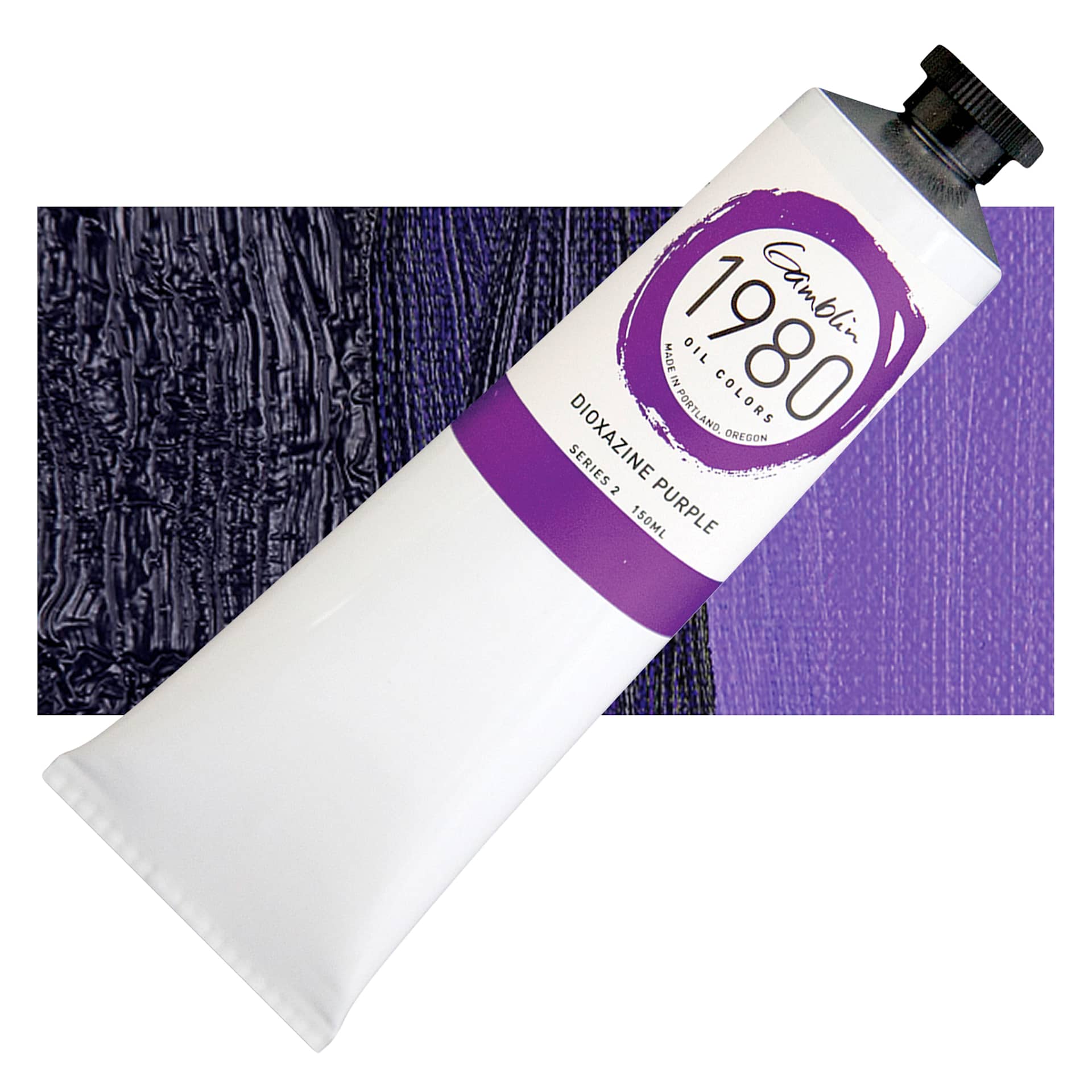 Gamblin 1980 Oil Paint - Dioxazine Purple, 150 ml tube and swatch