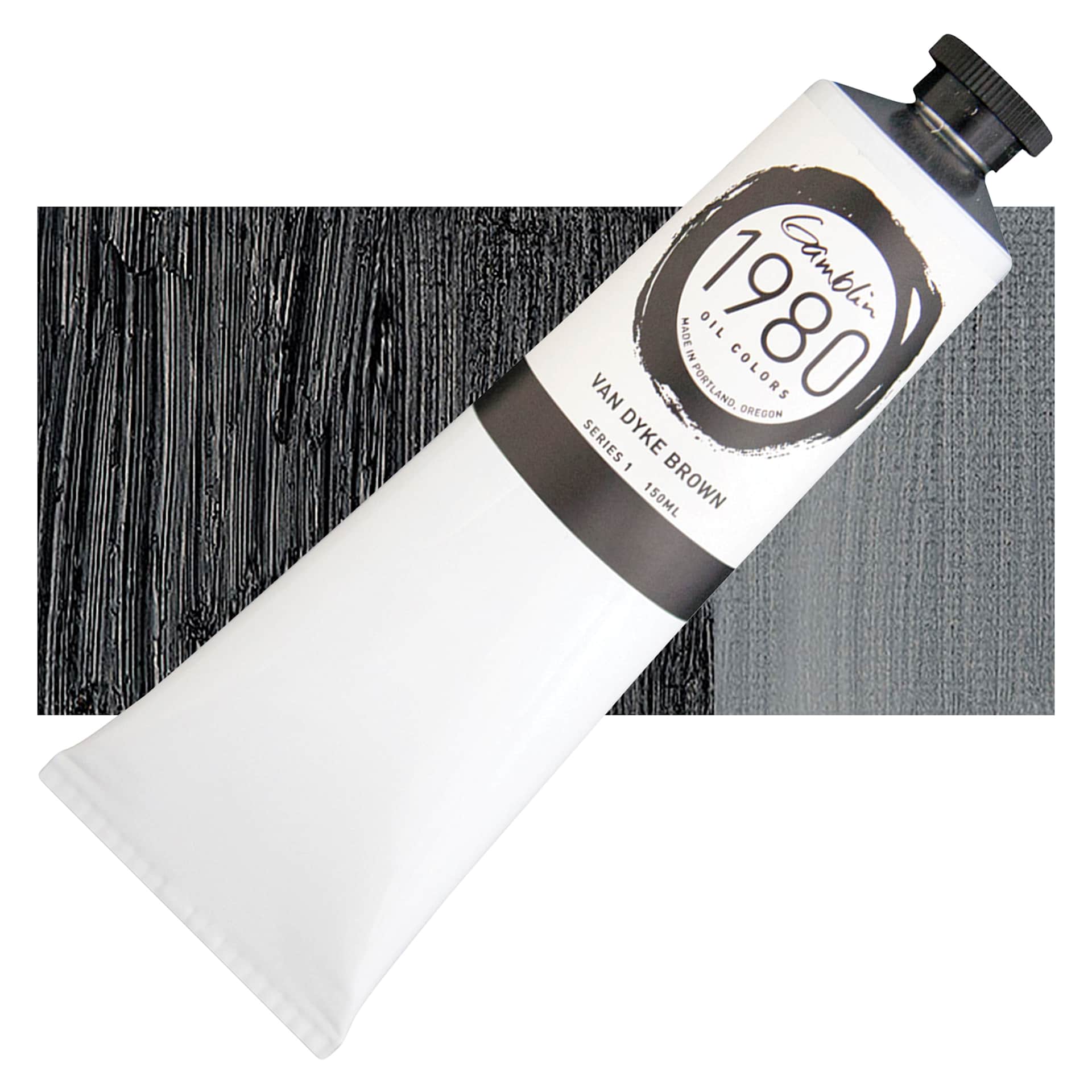 Gamblin 1980 Oil Paint - Van Dyke Brown, 150 ml tube and swatch