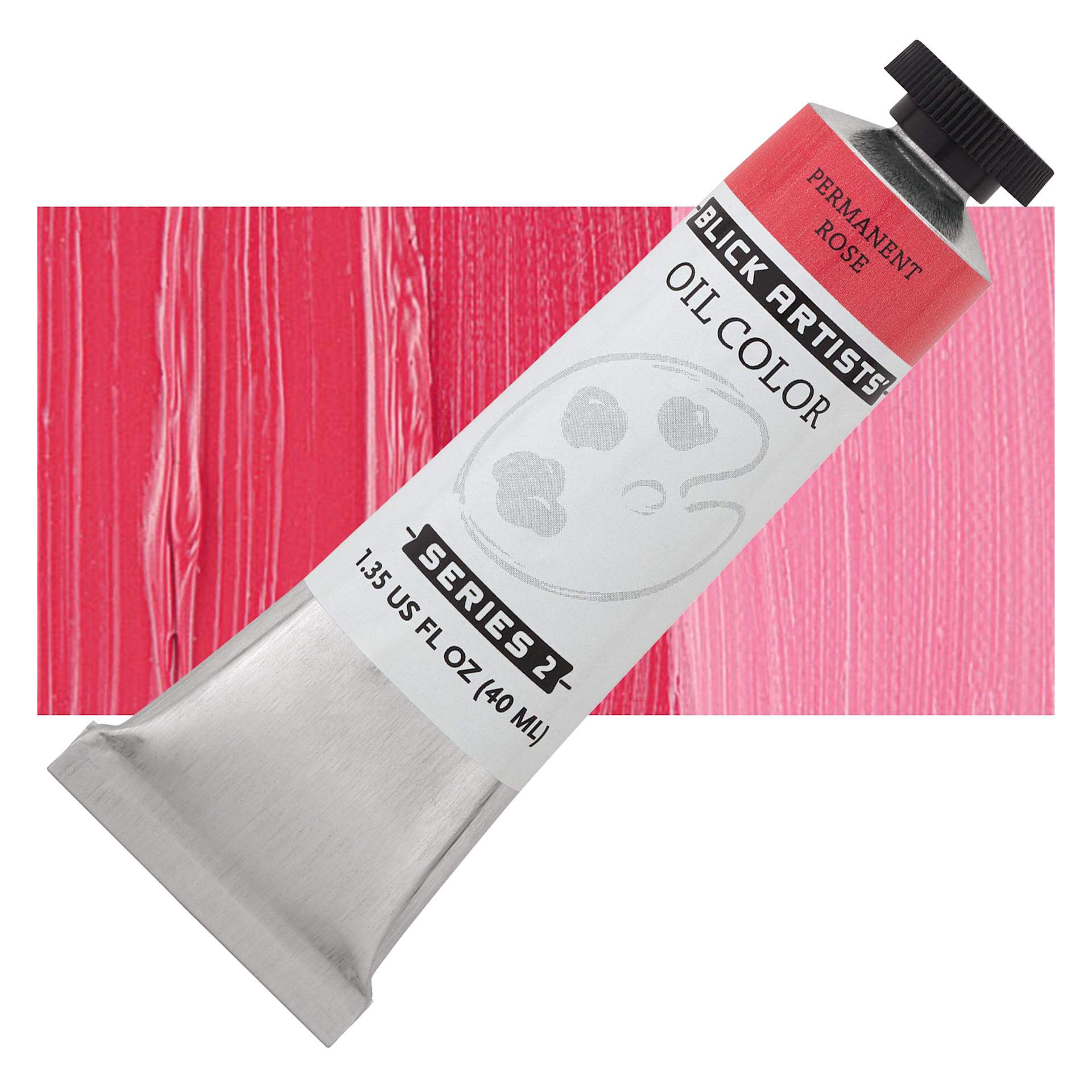 Blick Artists' Oil Paint - Permanent Rose, 40 ml tube and swatch