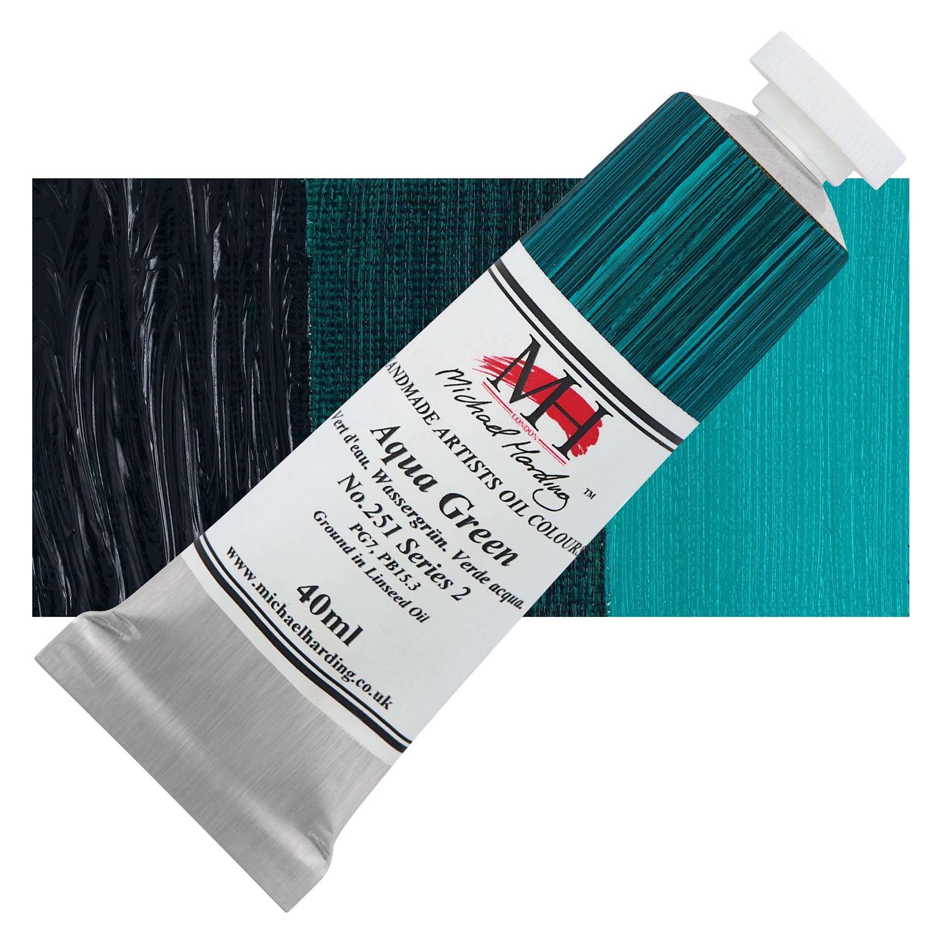 Michael Harding Artists Oil Color - Aqua Green, 40 ml tube and swatch