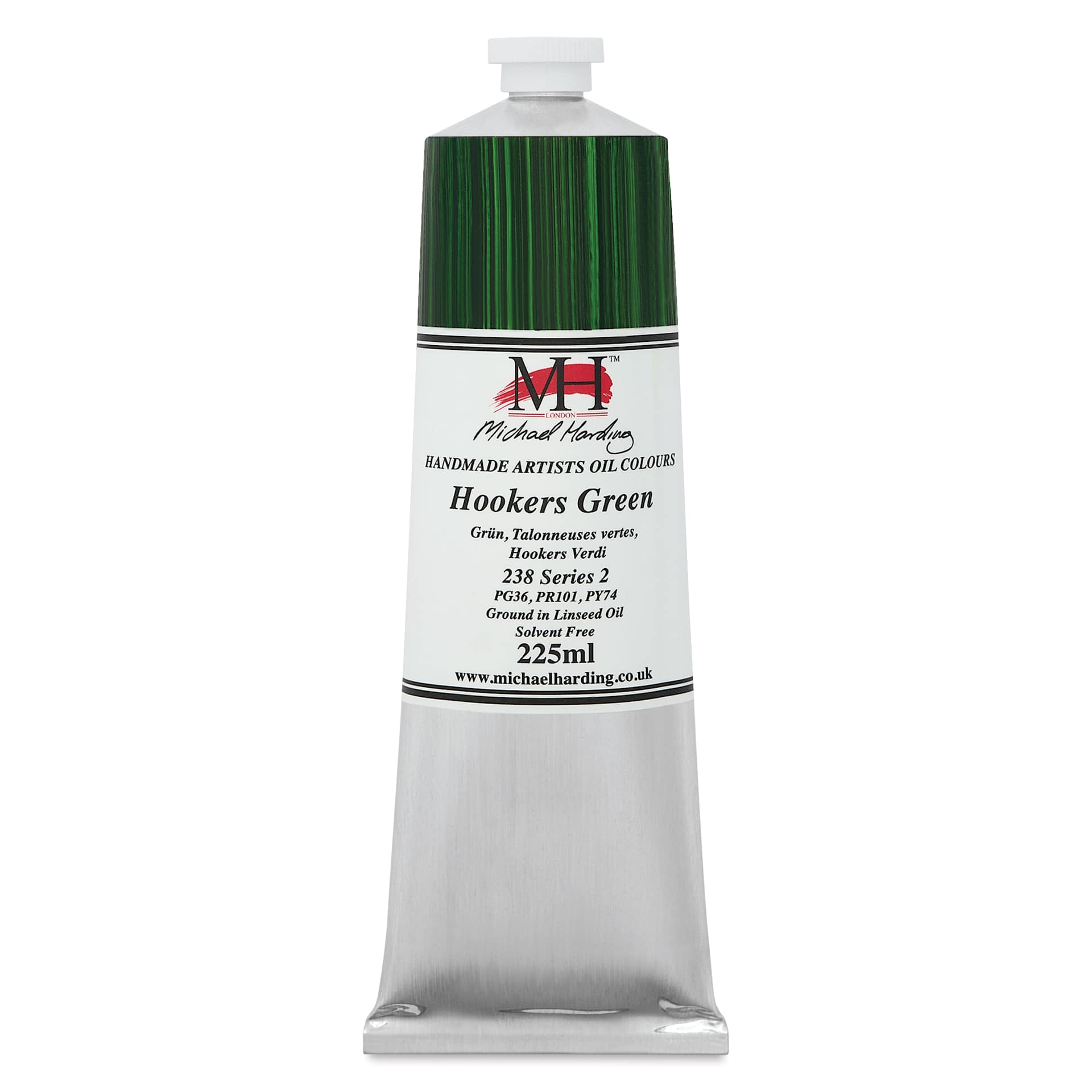 Michael Harding Artists Oil Color - Hookers Green, front of 225 ml tube