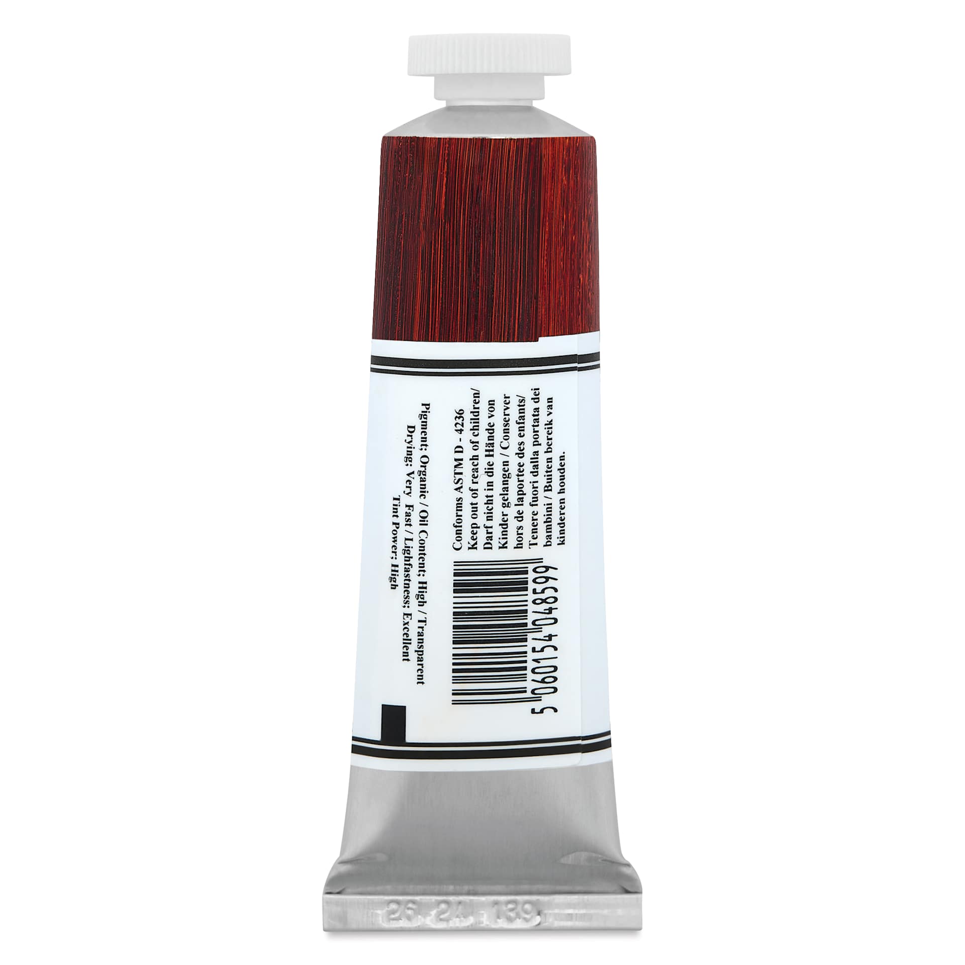 Michael Harding Artists Oil Color - Permanent Brown, back of 40 ml tube