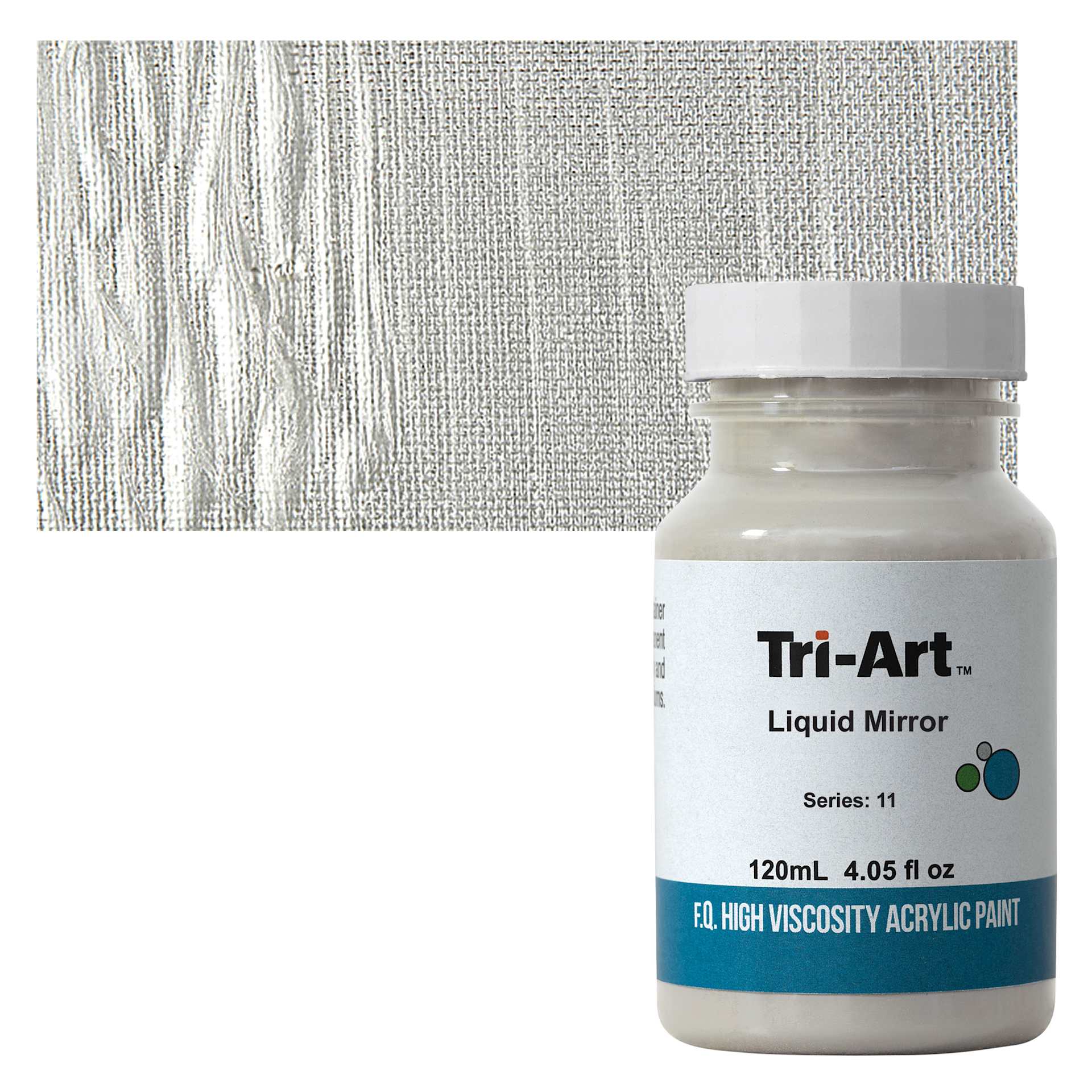 Tri-Art High Viscosity Artist Acrylic - Liquid Mirror, 120 ml jar and swatch
