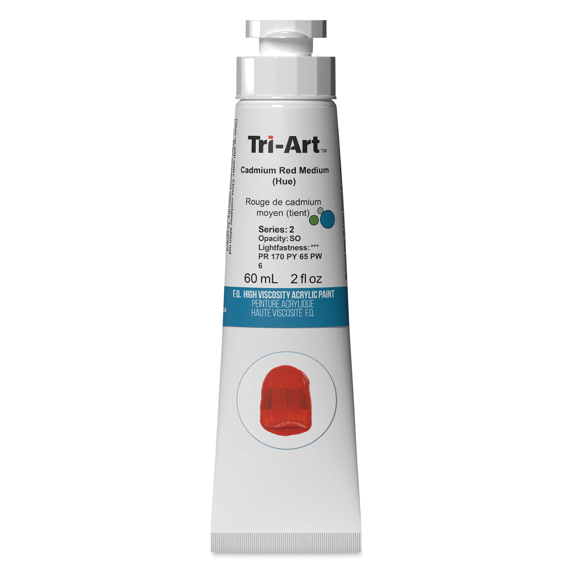 Tri-Art High Viscosity Artist Acrylic - Cadmium Red Medium Hue, 60 ml tube