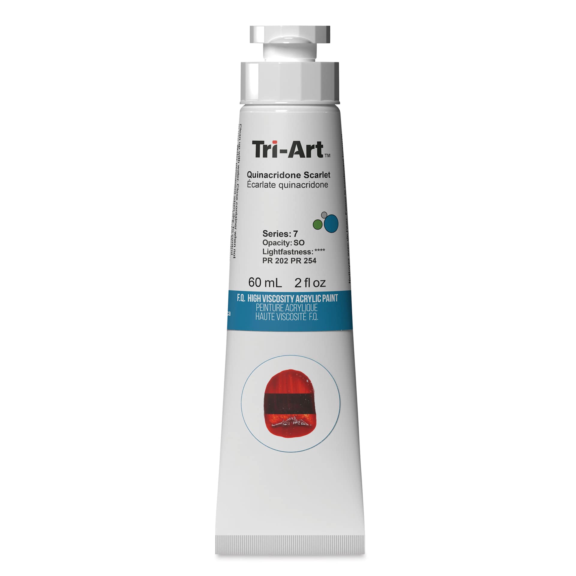 Tri-Art High Viscosity Artist Acrylic - Quinacridone Scarlet, 60 ml tube