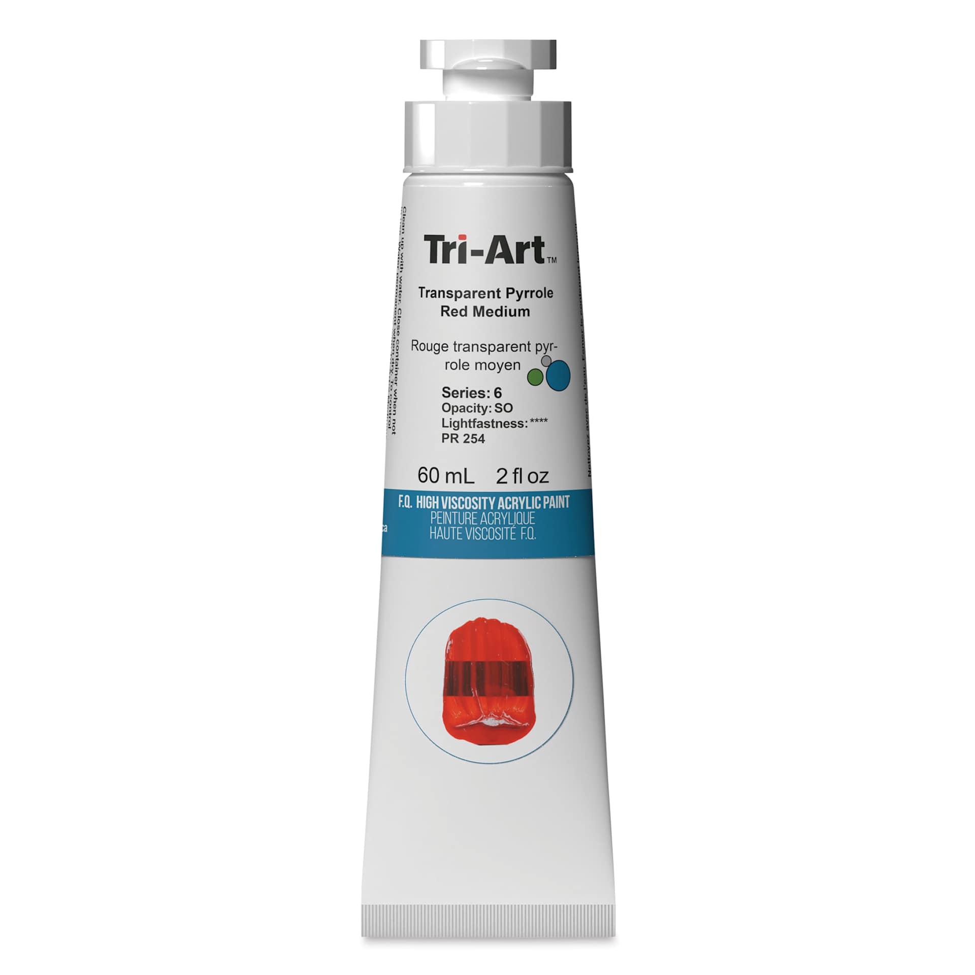 Tri-Art High Viscosity Artist Acrylic - Transparent Pyrrole Red Medium, 60 ml tube