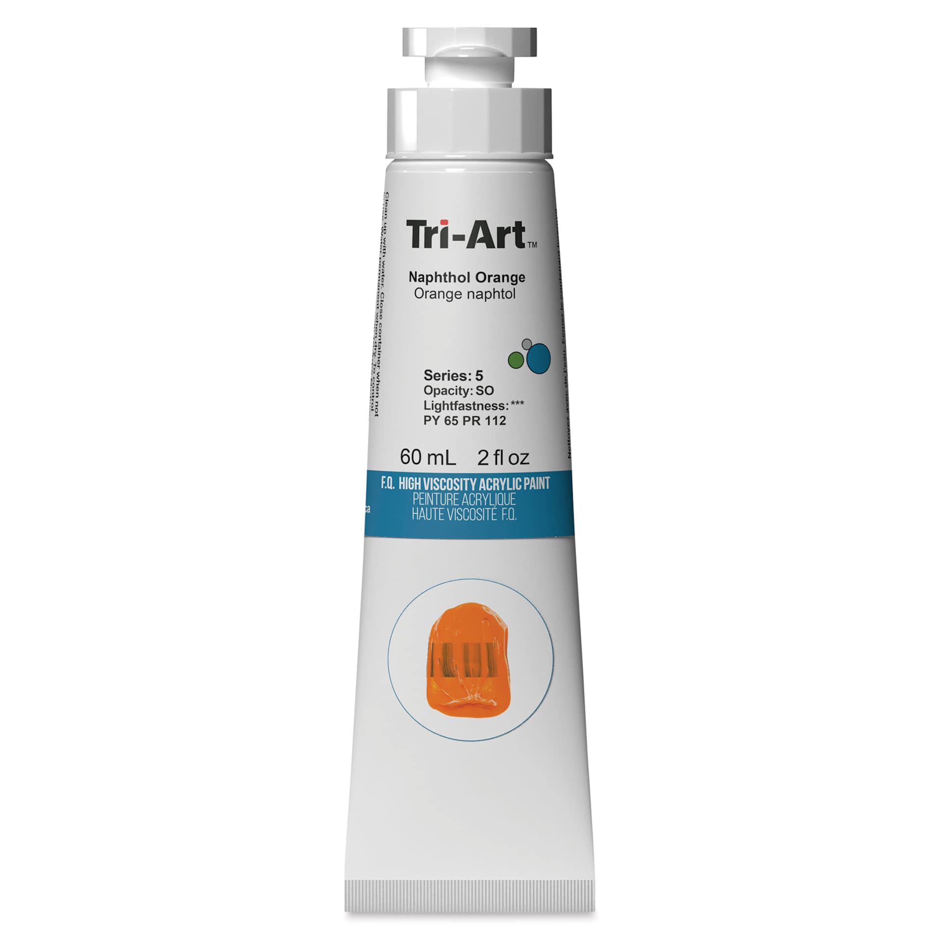Tri-Art High Viscosity Artist Acrylic - Naphthol Orange, 60 ml tube