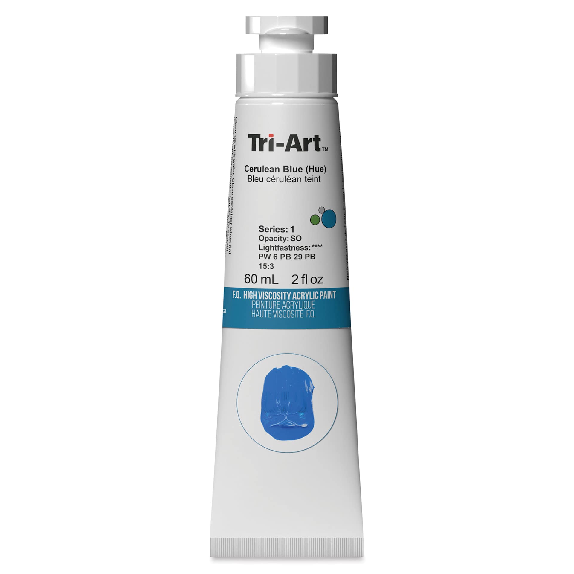 Tri-Art High Viscosity Artist Acrylic - Cerulean Blue Hue, 60 ml tube