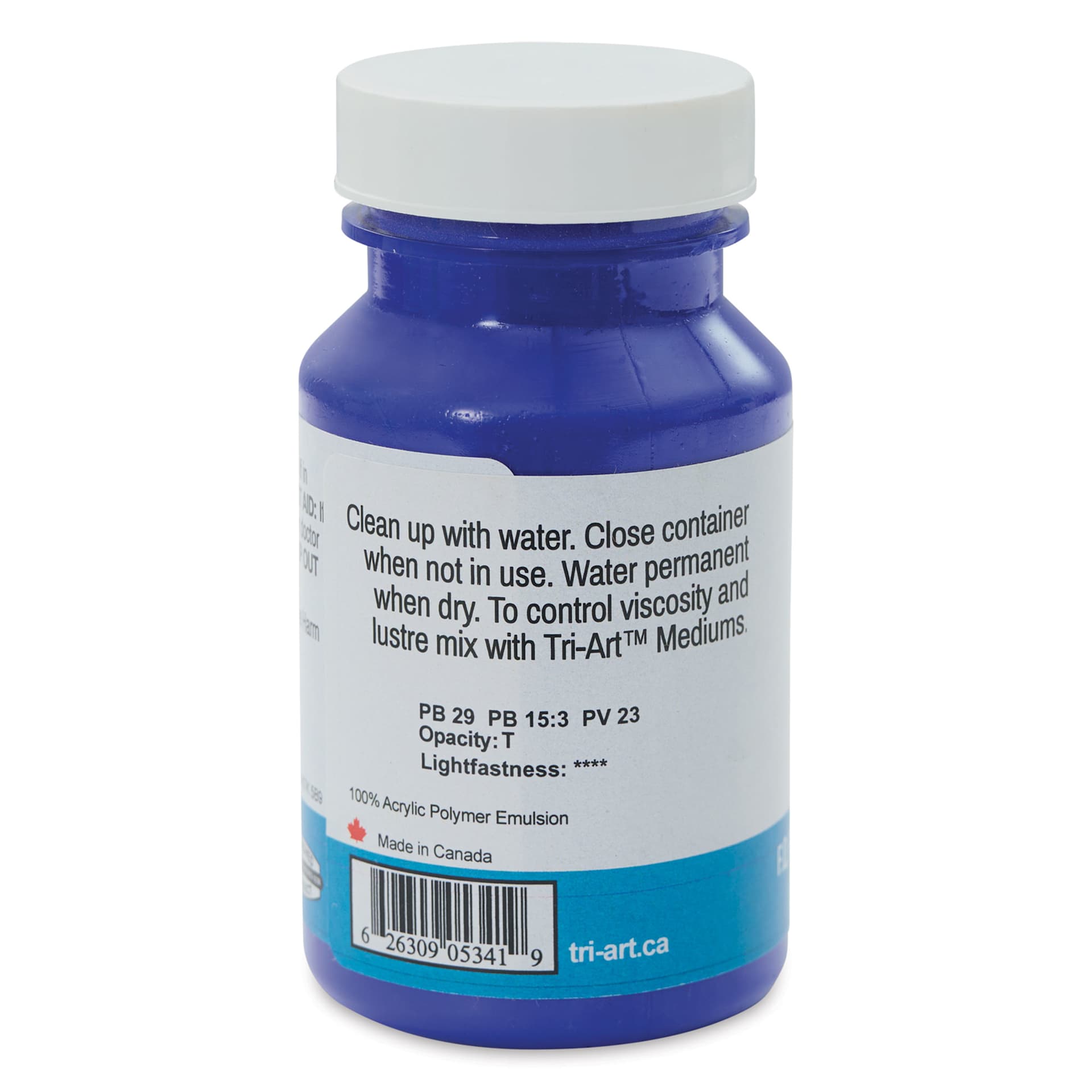 Tri-Art High Viscosity Artist Acrylic - Ultramarine Blue Modern, 120 ml jar back