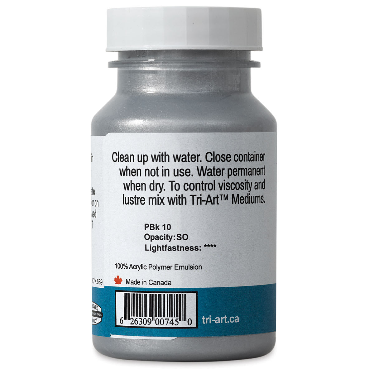 Tri-Art High Viscosity Artist Acrylic - Iridescent Silver, 120 ml back