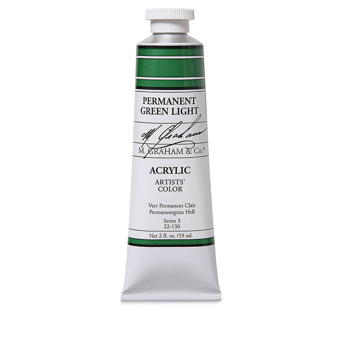 M. Graham Artists' Acrylics - Permanent Green Light, 2 oz tube