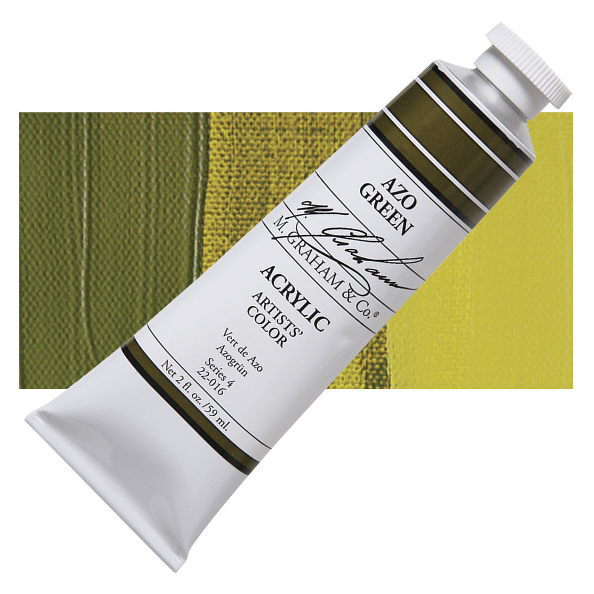 M. Graham Artists' Acrylic - Azo Green, 2 oz tube and swatch