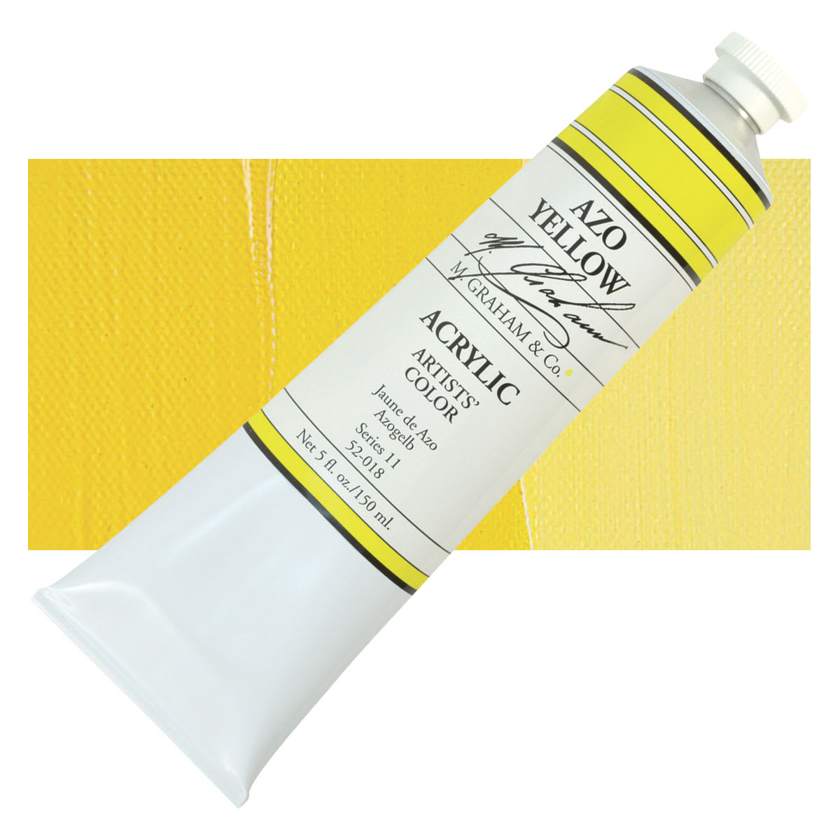 M. Graham Artists' Acrylic - Azo Yellow, 5 oz Tube and swatch
