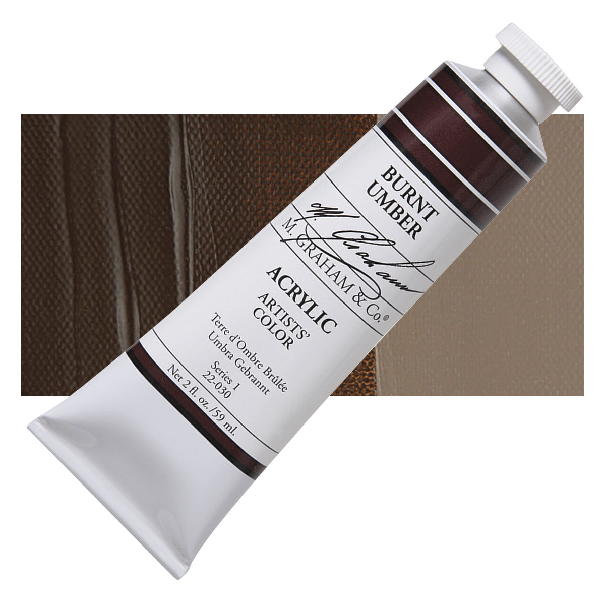 M. Graham Artists' Acrylic - Burnt Umber, 2 oz tube and swatch