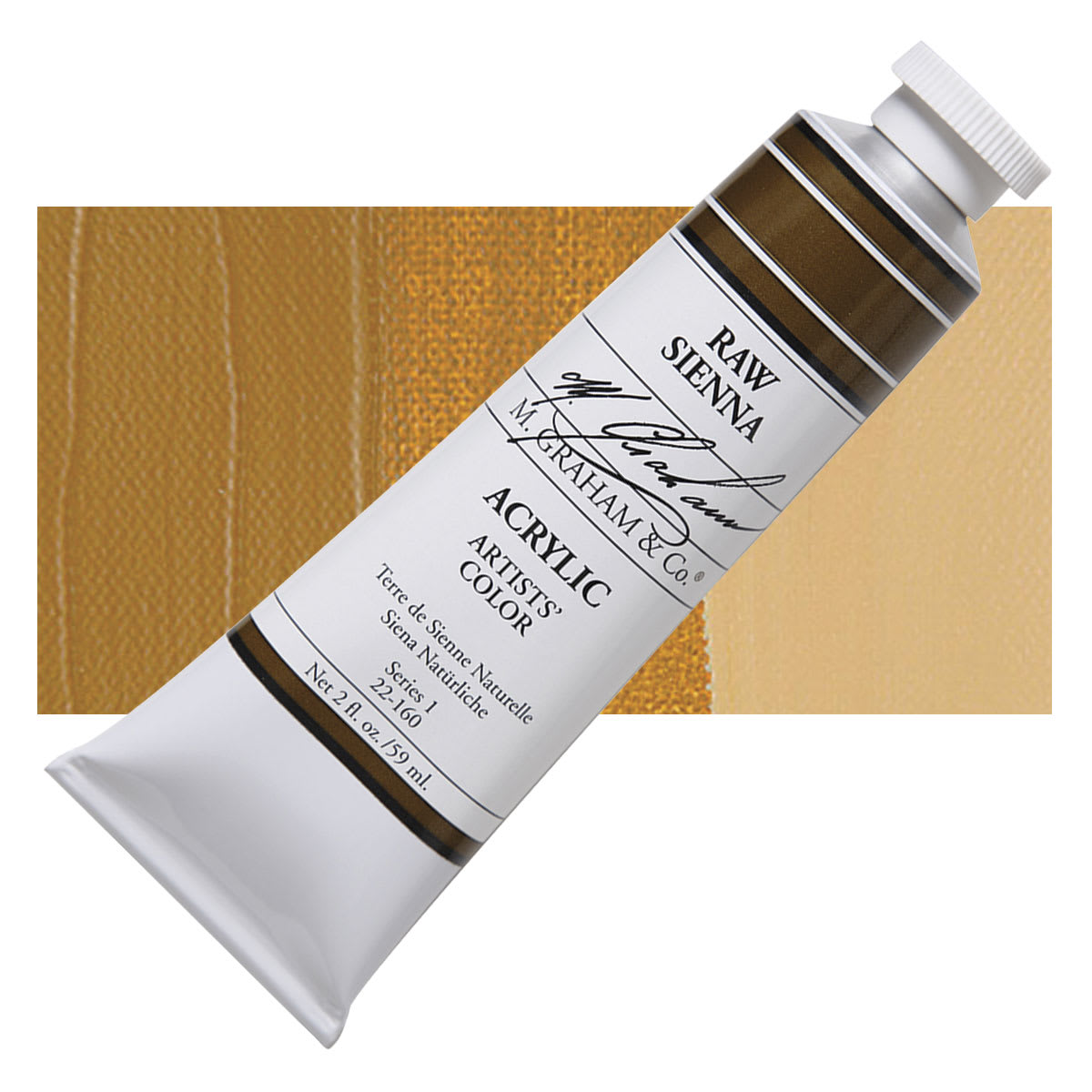 M. Graham Artists' Acrylic - Raw Sienna, 2 oz tube and swatch M. Graham Artists' Acrylic - Raw Sienna, 2 oz tube and swatch
