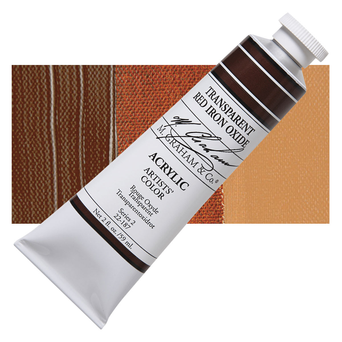 M. Graham Artists' Acrylic - Transparent Red Oxide, 2 oz tube and swatch