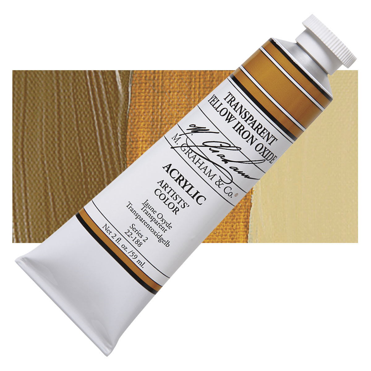 M. Graham Artists' Acrylic - Transparent Yellow Oxide, 2 oz tube and swatch