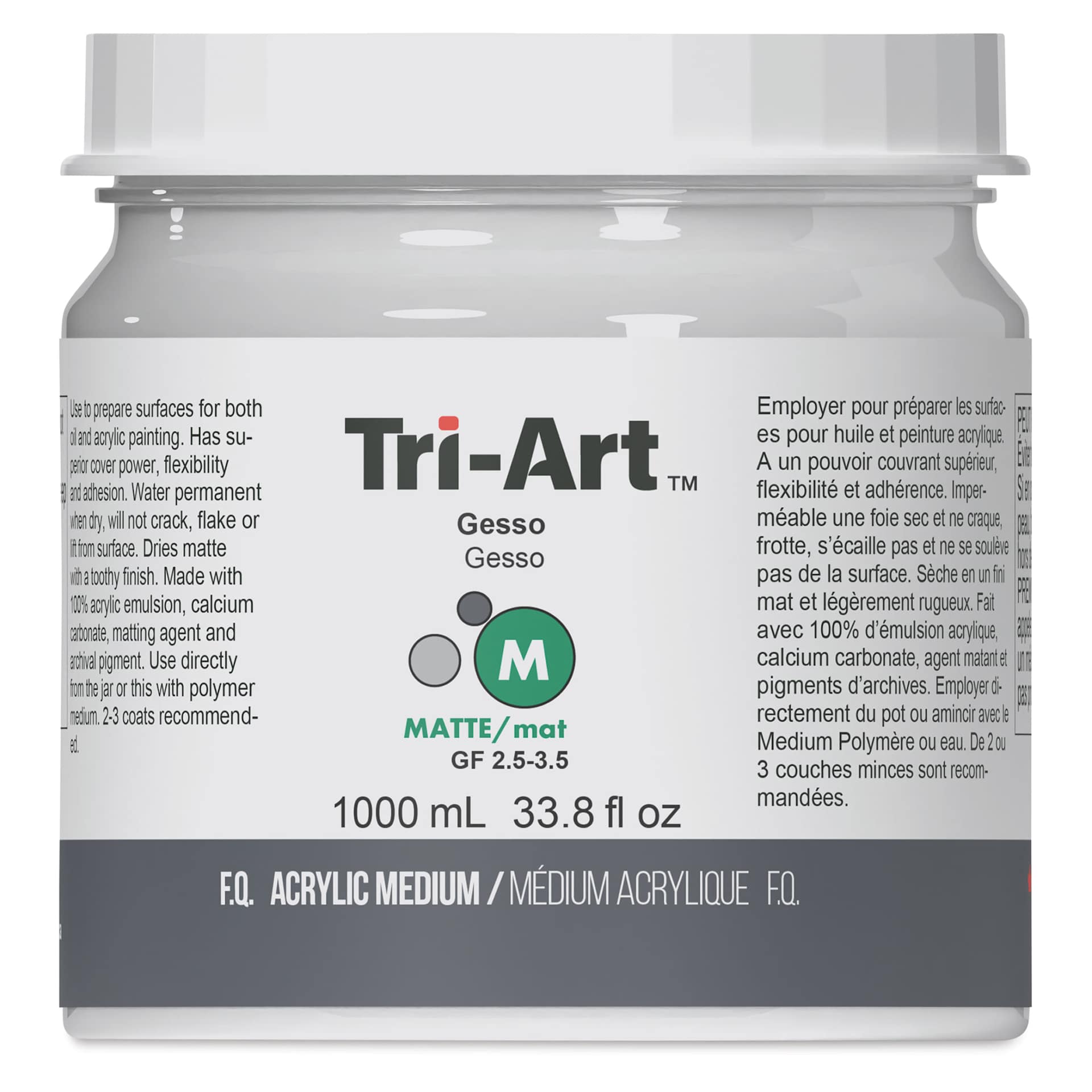 Tri-Art Acrylic White Gesso - White, 1 L