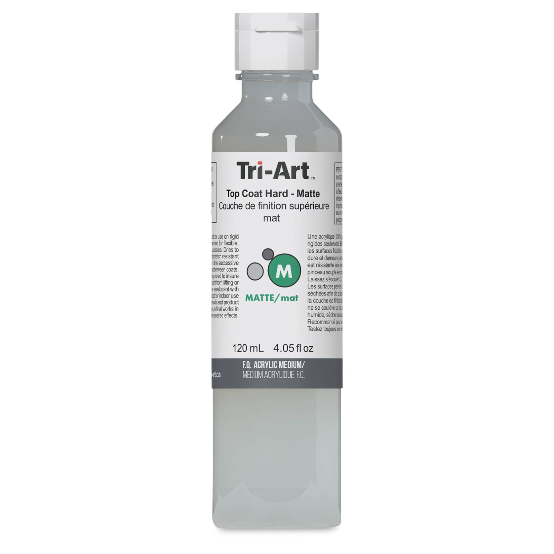 Tri-Art Top Coat Mediums - Front view of bottle of 120 ml Hard Matte Medium