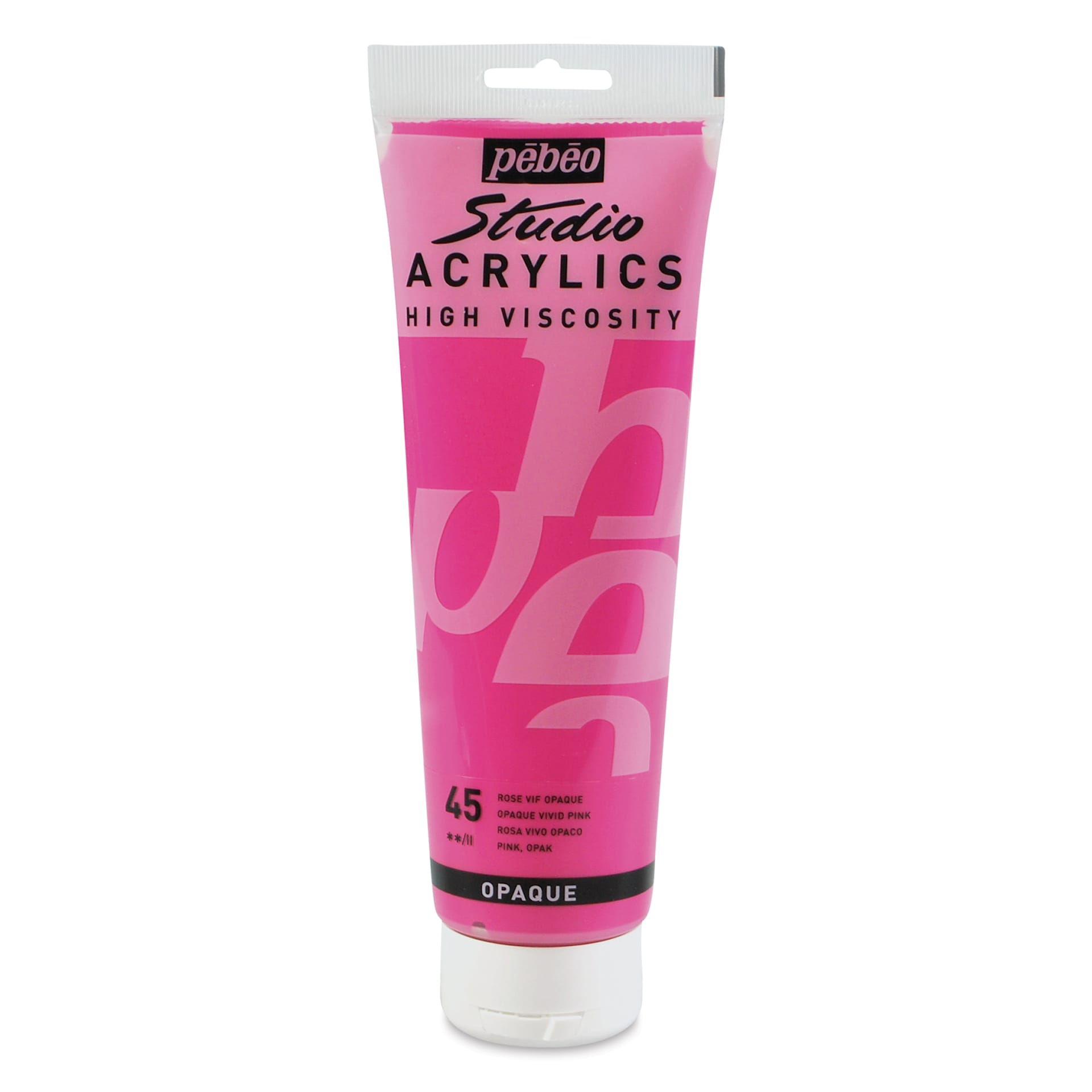 Pebeo High Viscosity Acrylics - Opaque Vivid Pink, 250 ml, Tube (Front)