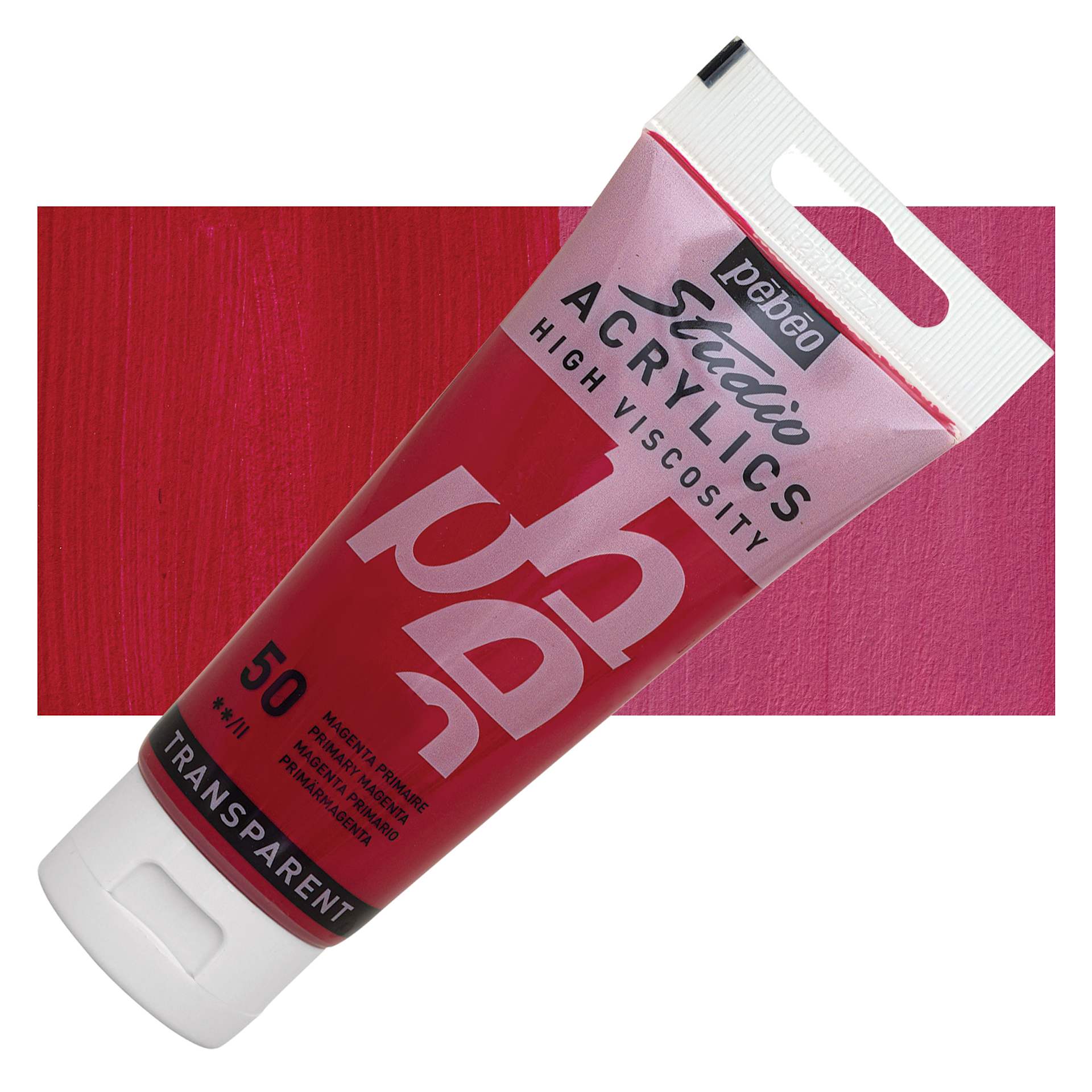 Pebeo High Viscosity Acrylic - Primary Magenta, 100 ml tube and swatch
