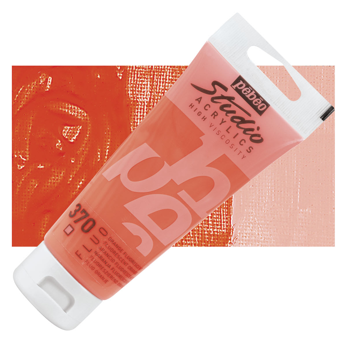 Pebeo High Viscosity Acrylic - Fluorescent Orange, 100 ml tube and swatch