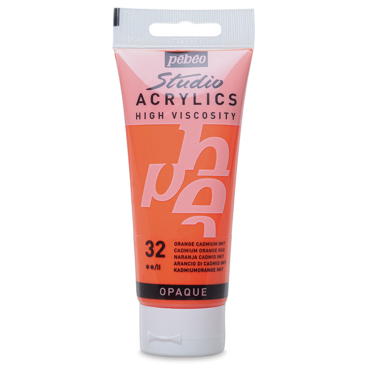 Pebeo High Viscosity Acrylics - Cadmium Orange Hue, 100 ml tube