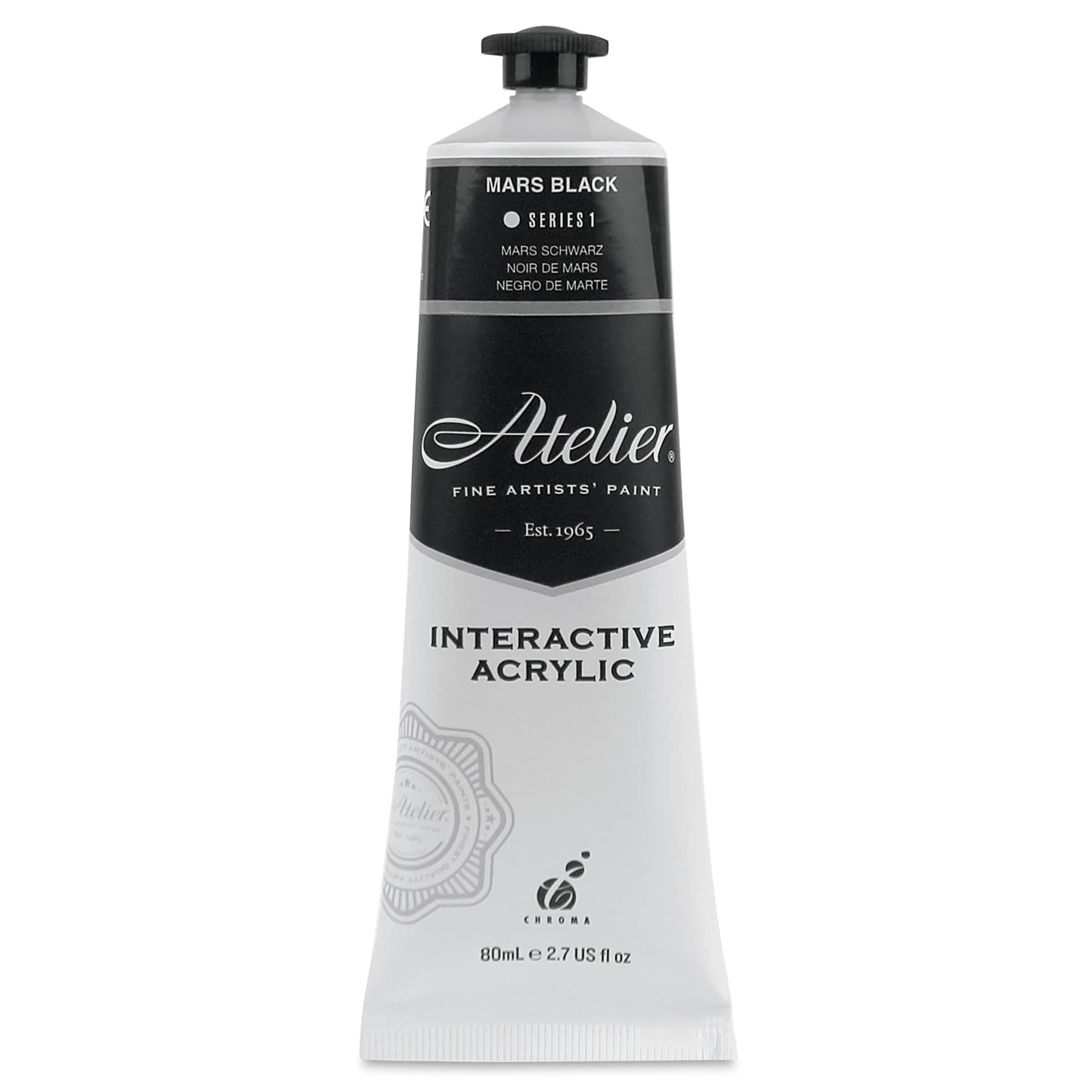 Chroma Atelier Interactive Artists' Acrylics - Mars Black, 80 ml tube