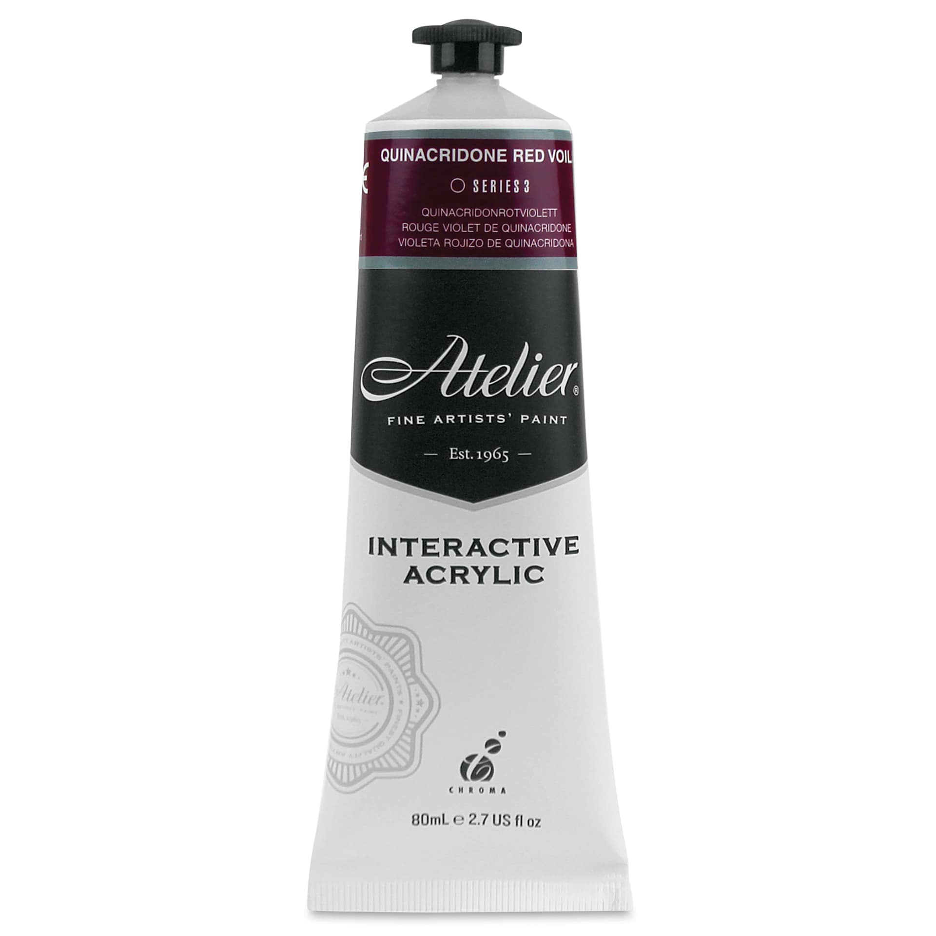 Chroma Atelier Interactive Artists' Acrylics - Quinacridone Red Violet, 80 ml tube