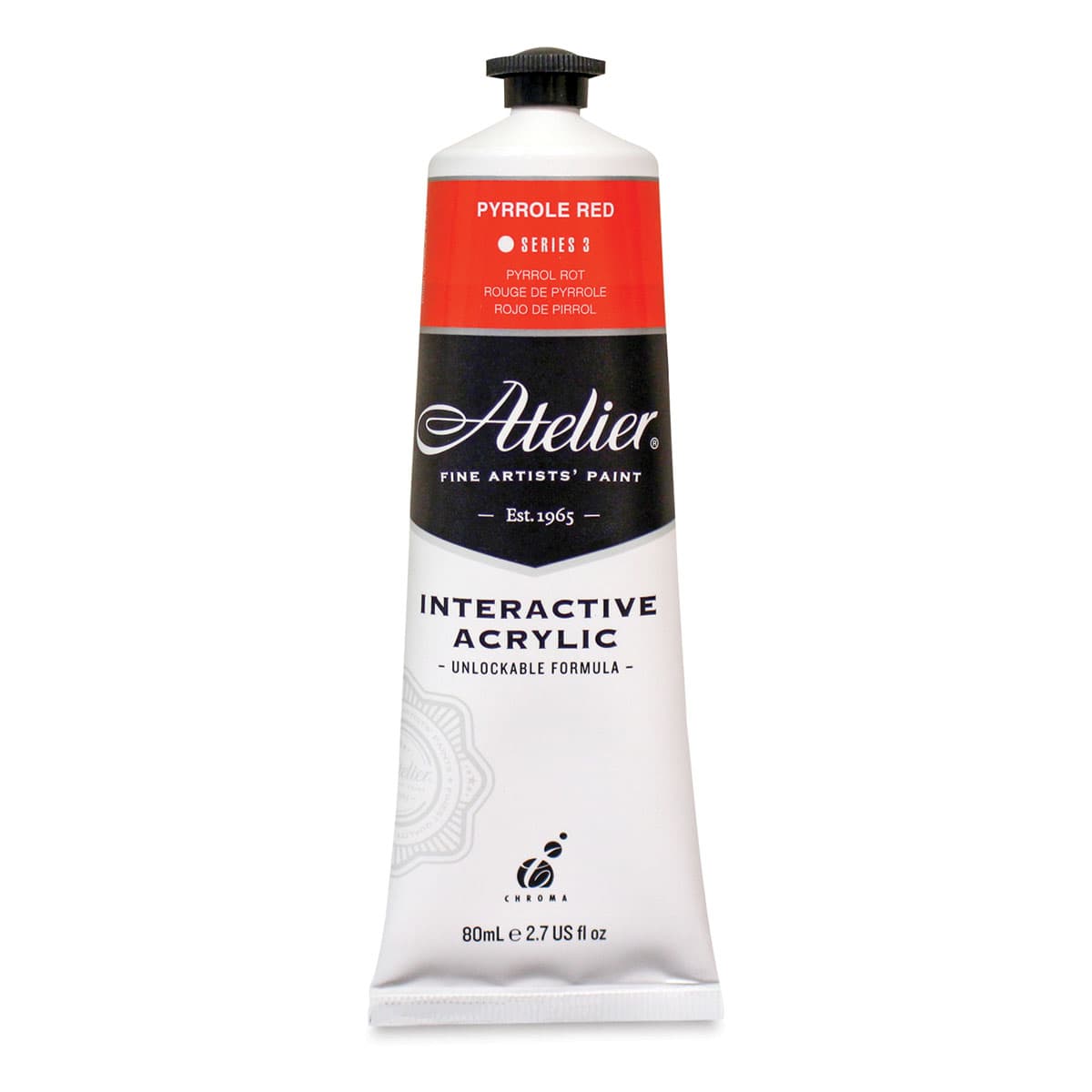 Chroma Atelier Interactive Artists' Acrylics - Pyrrole Red, 80 ml tube