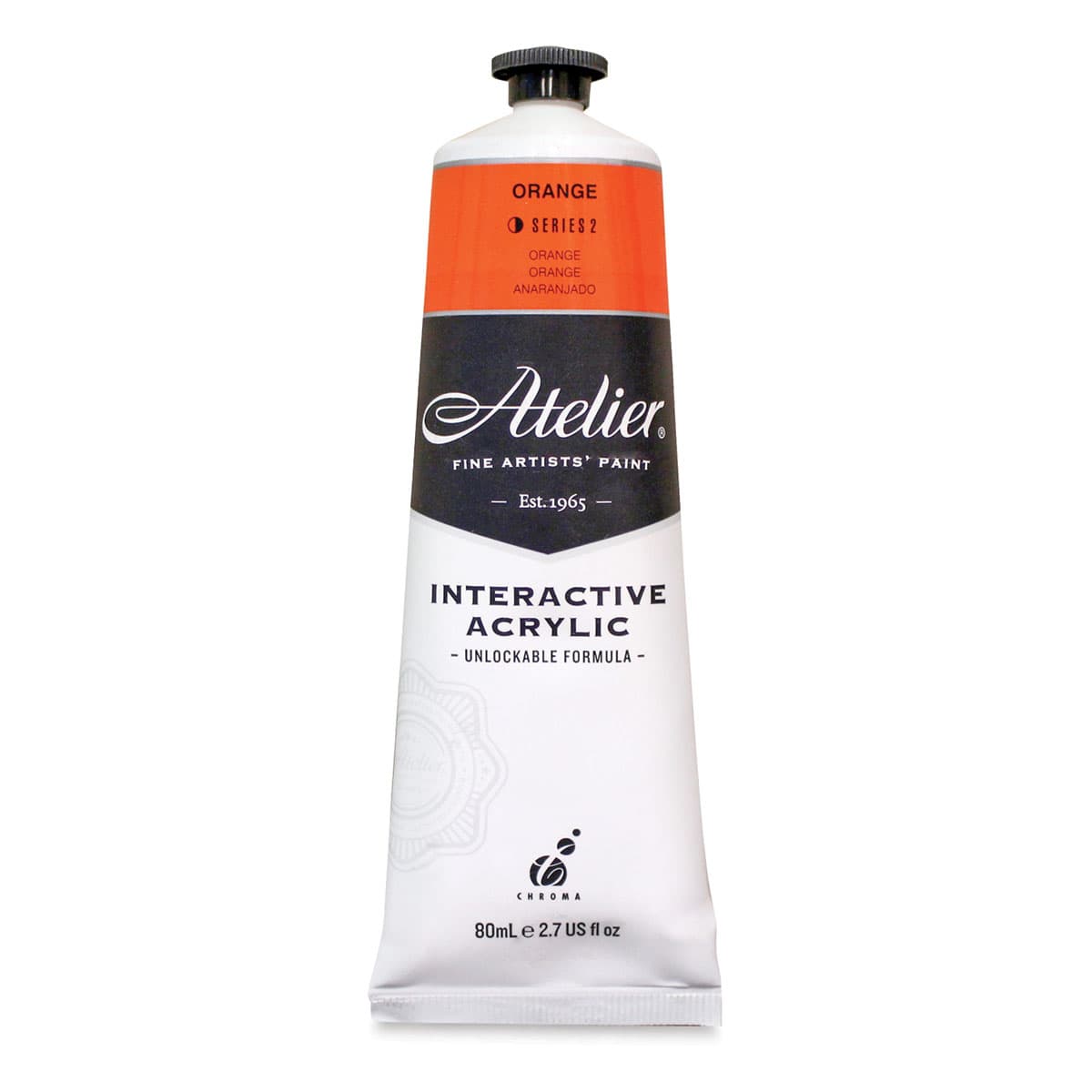 Chroma Atelier Interactive Artists' Acrylics - Orange, 80 ml tube