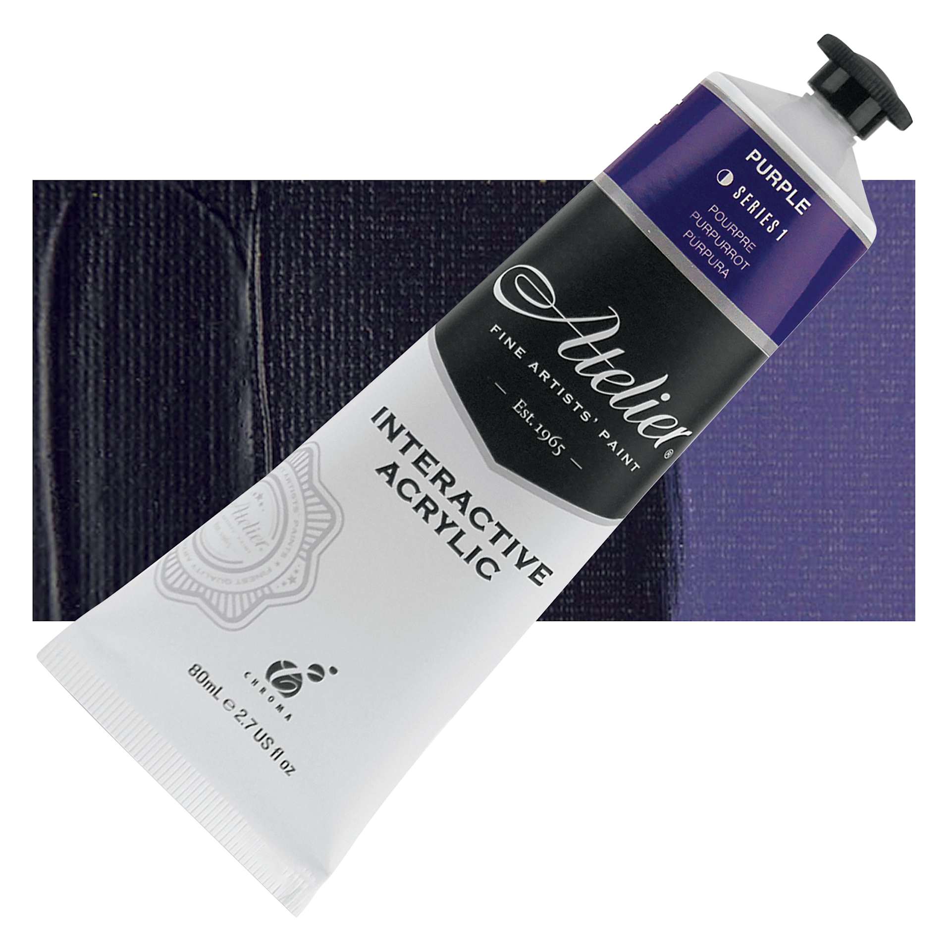 Chroma Atelier Interactive Artists' Acrylic - Purple, 80 ml tube and swatch
