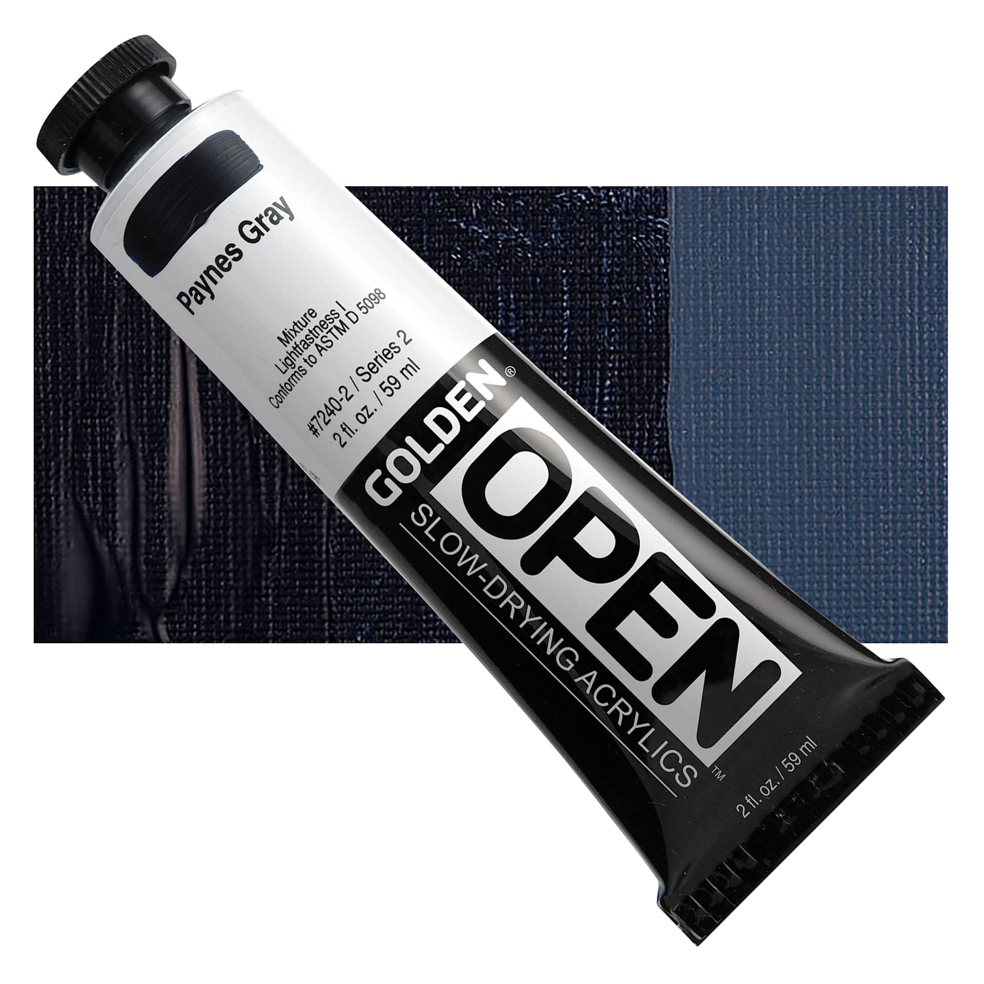 Golden Open Acrylic - Paynes Gray, 2 oz Tube and swatch