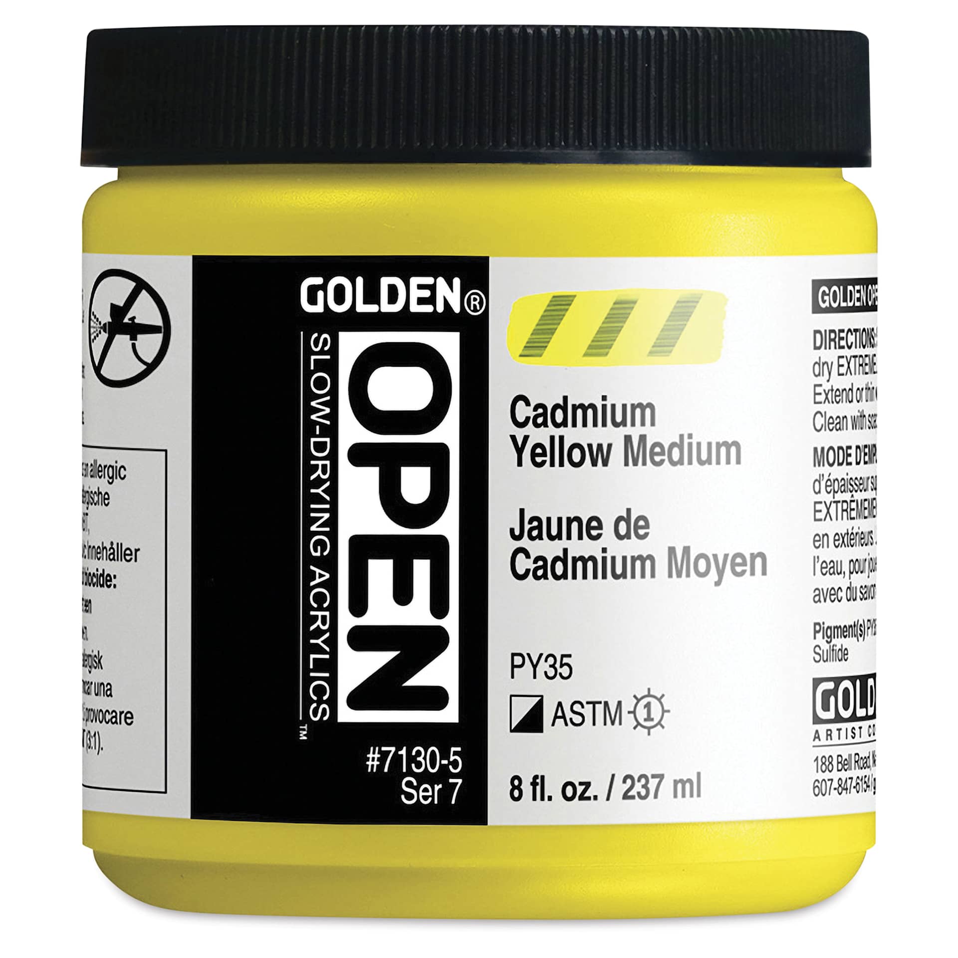 Golden Open Acrylics - Cadmium Yellow Medium, 8 oz Jar