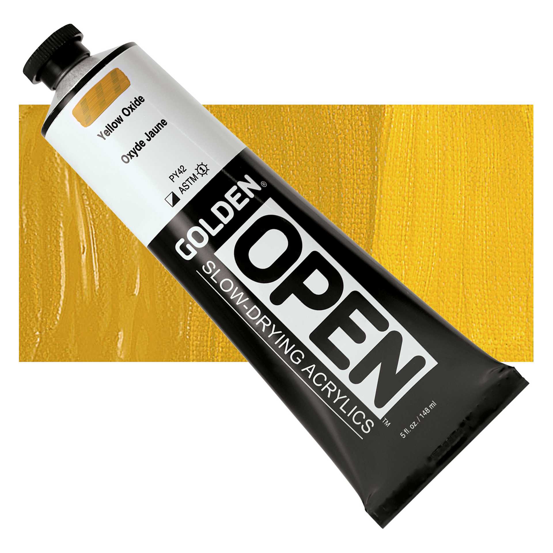 Golden Open Acrylic - Yellow Oxide, 5 oz Tube and swatch