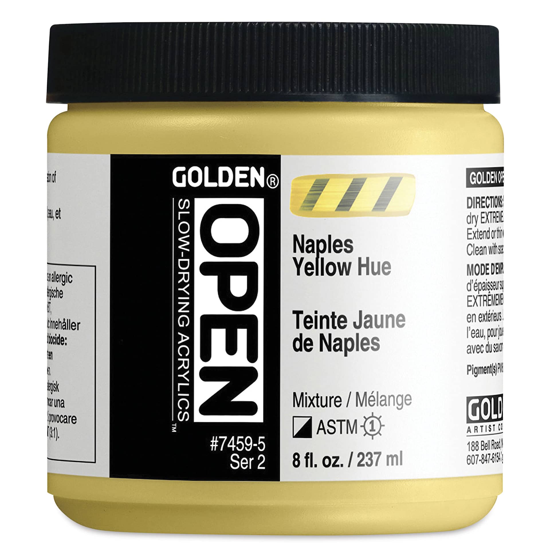 Golden Open Acrylics - Naples Yellow Hue, 8 oz Jar