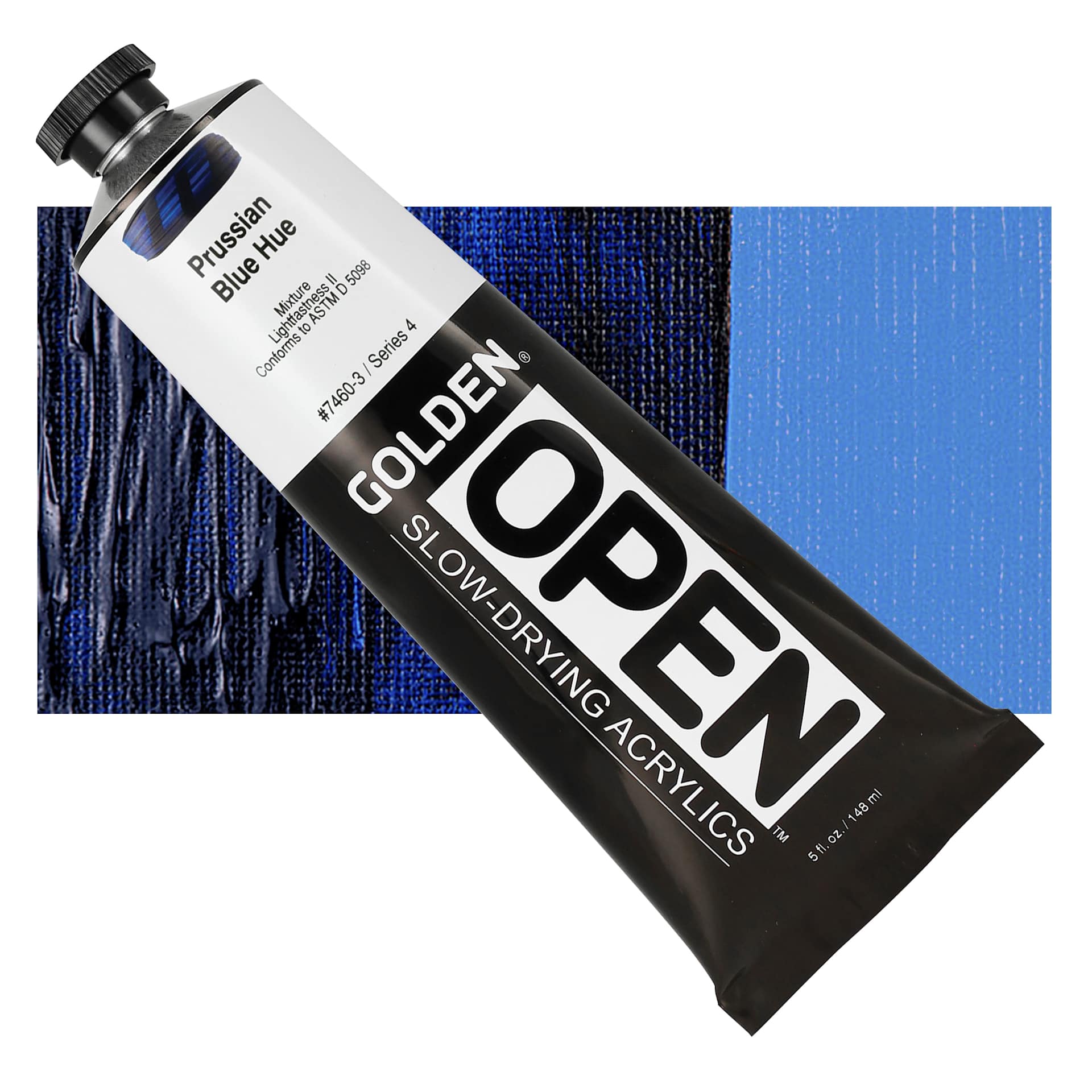 Golden Open Acrylic - Prussian Blue Hue, 5 oz Tube and swatch