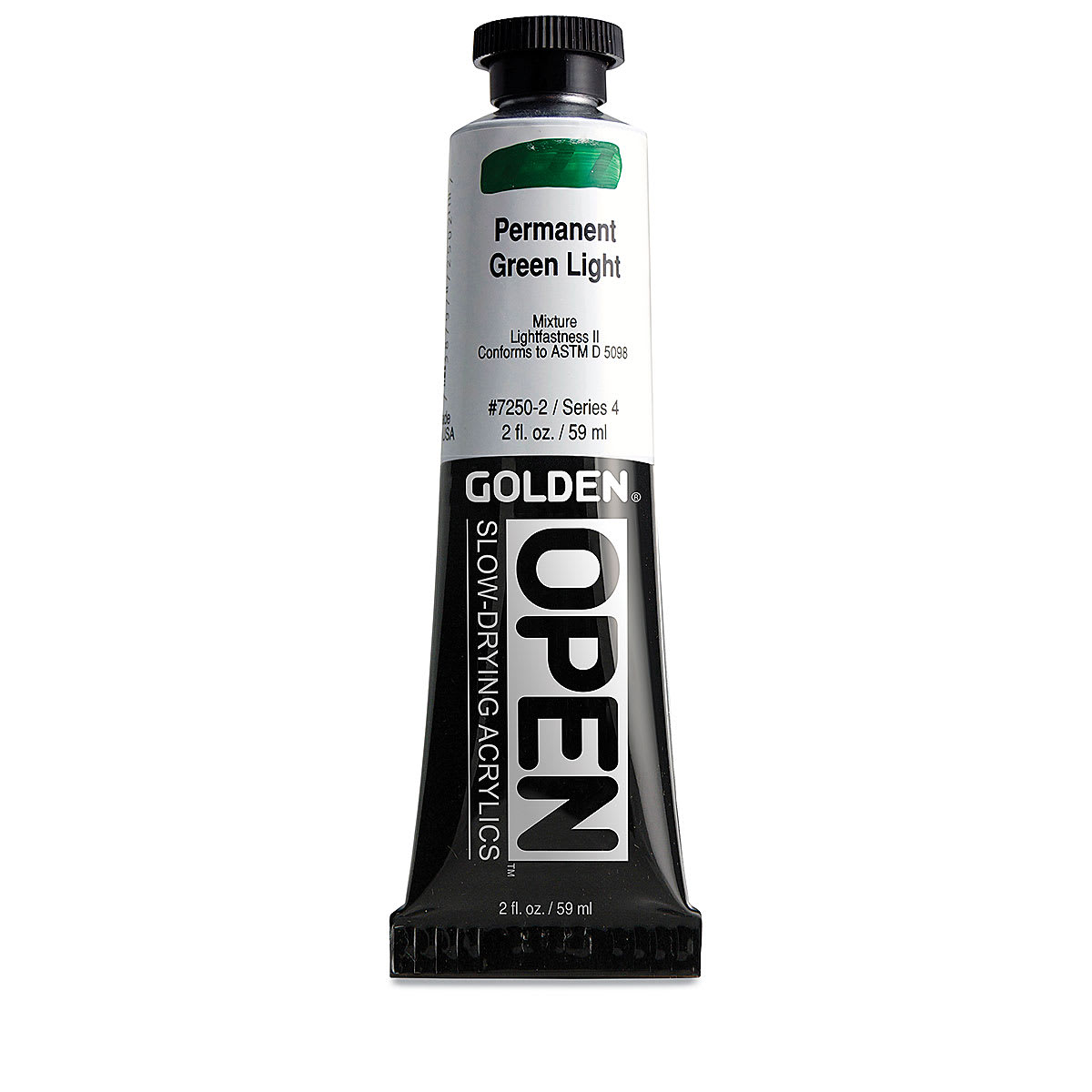 Golden Open Acrylics - Permanent Green Light, 2 oz Tube