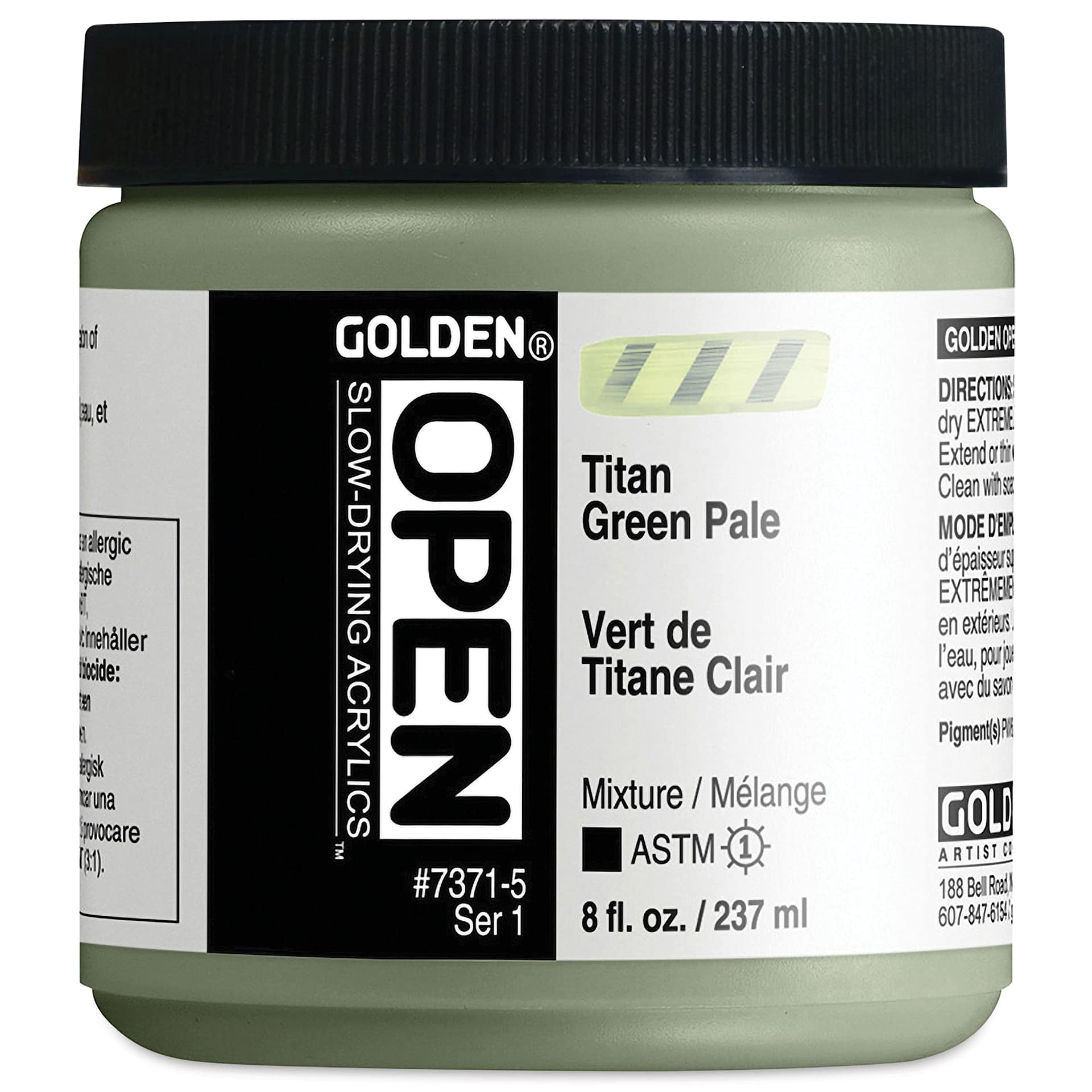 Golden Open Acrylics - Titan Green Pale, 8 oz Jar