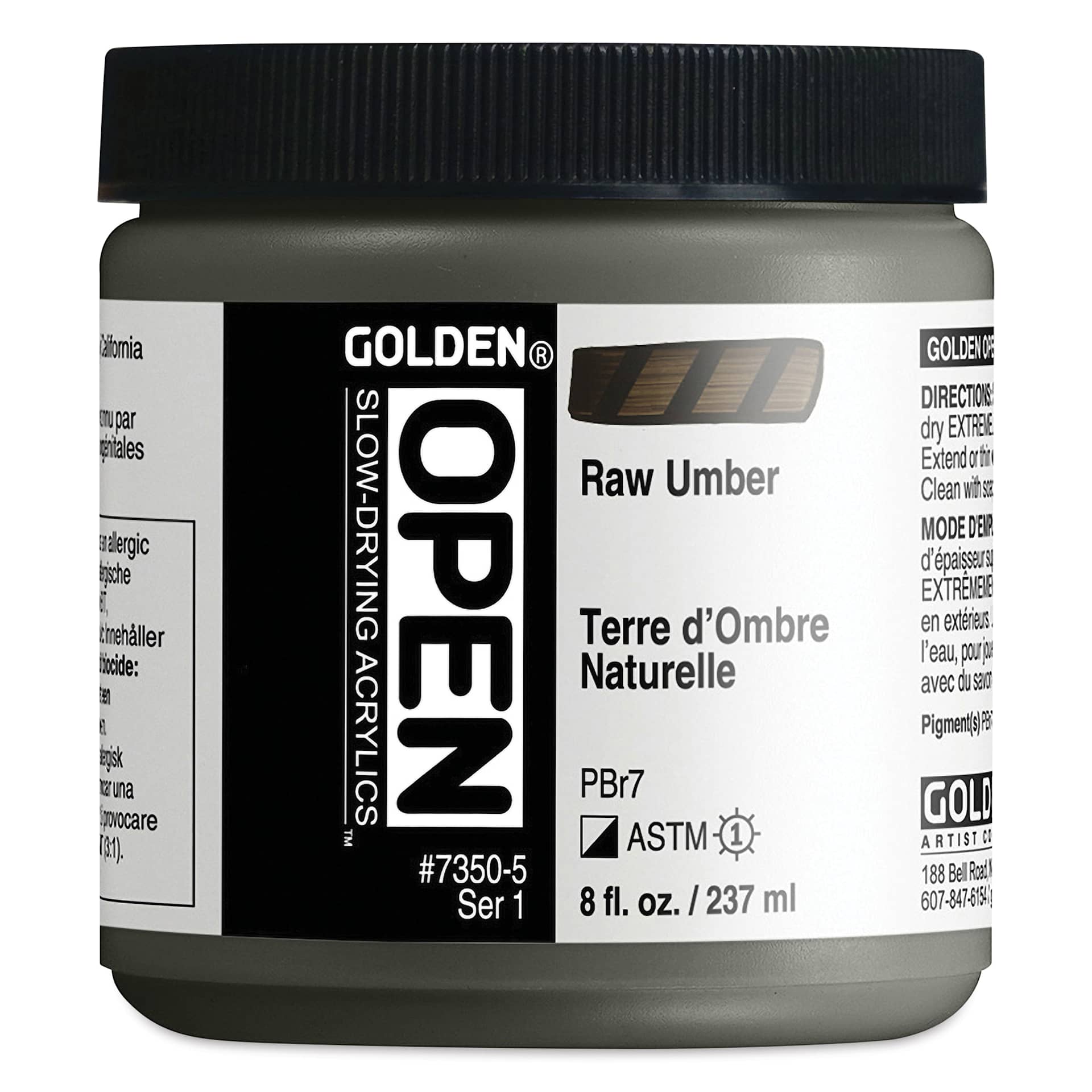 Golden Open Acrylics - Raw Umber, 8 oz jar
