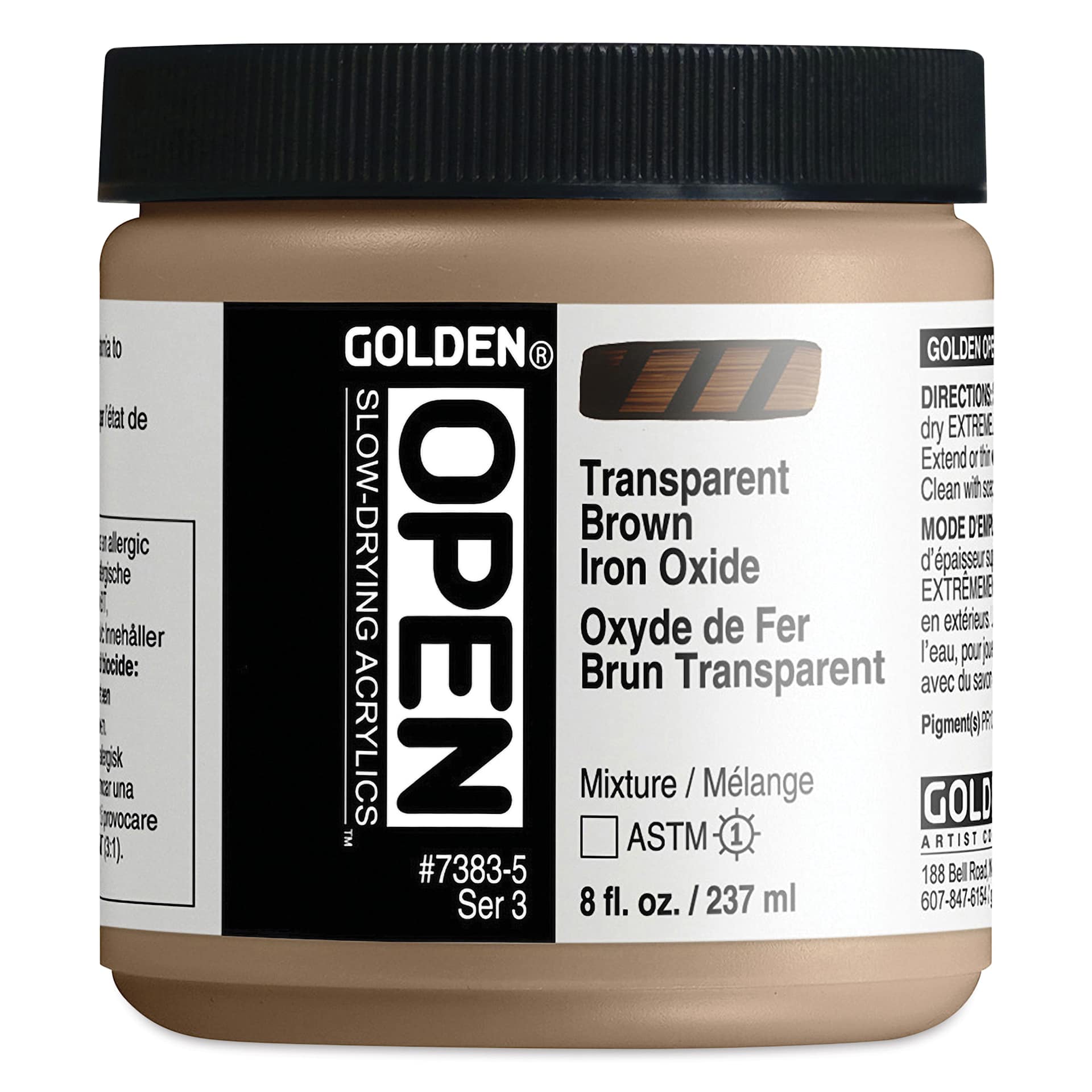 Golden Open Acrylics - Transparent Brown Iron Oxide, 8 oz Jar
