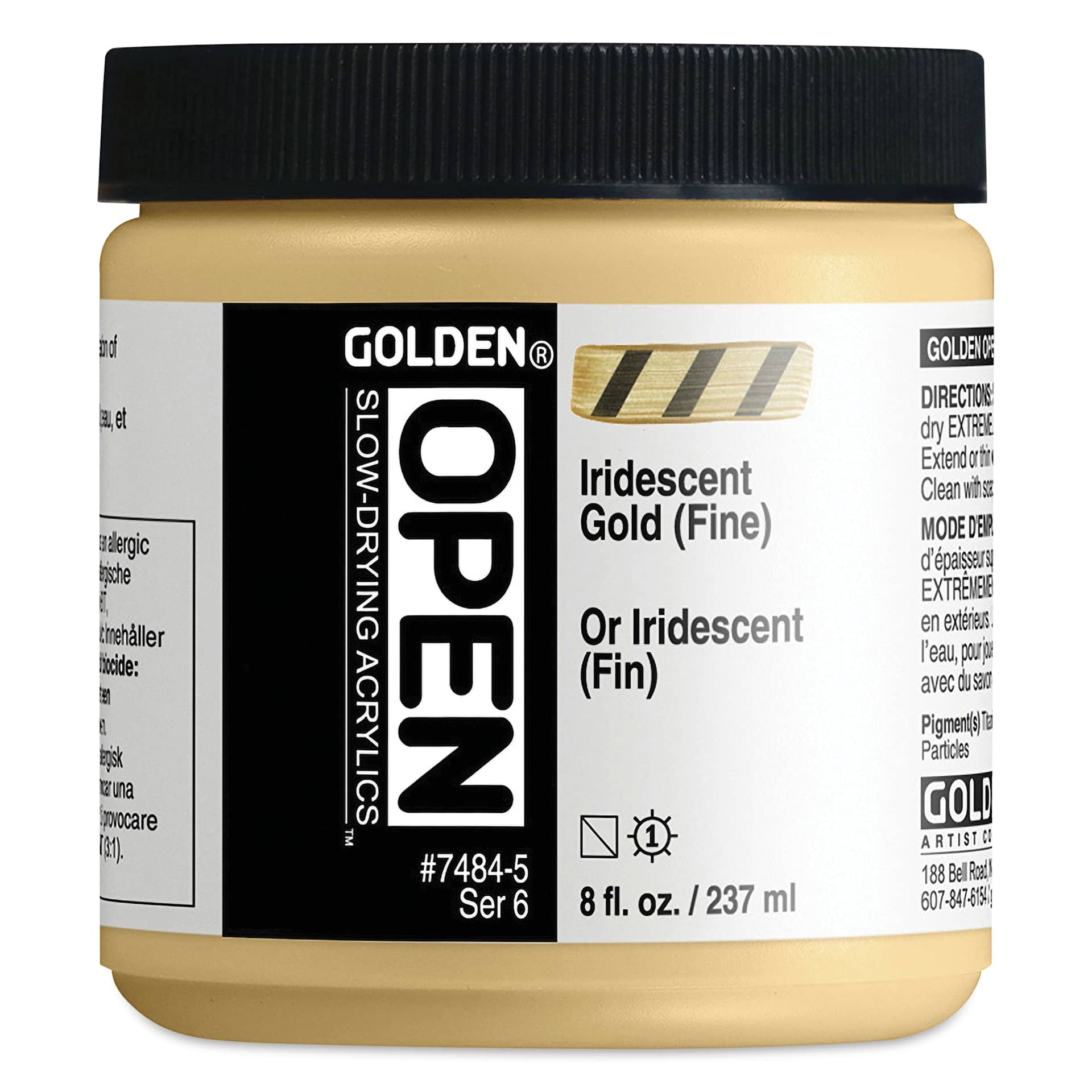 Golden Open Acrylics - Iridescent Gold (Fine), 8 oz Jar