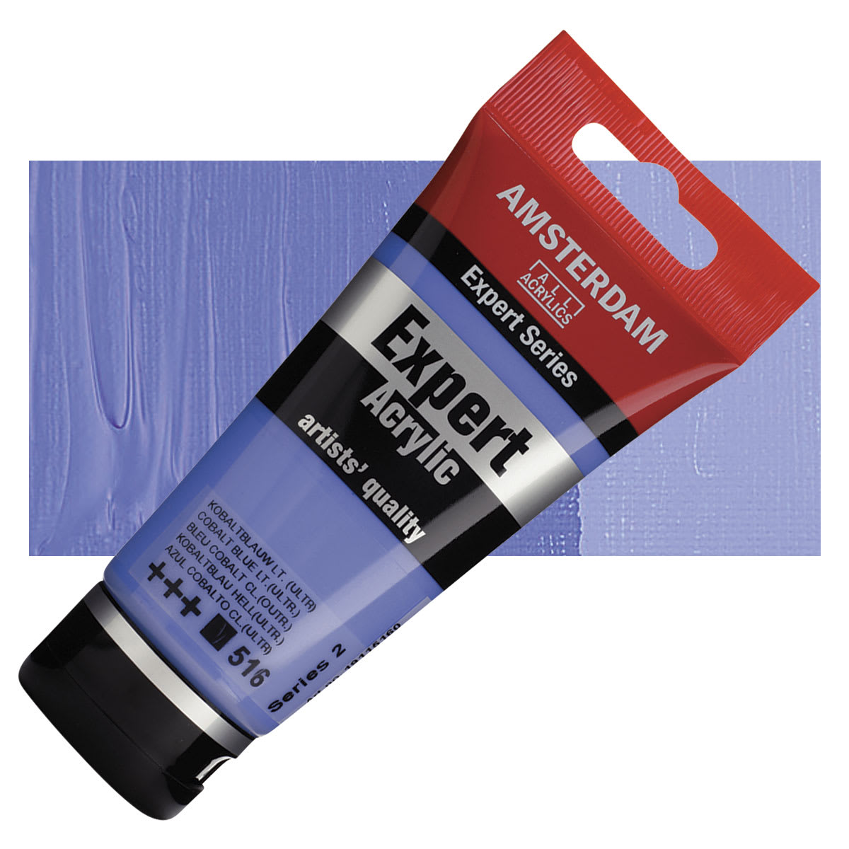 Amsterdam Expert Series Acrylic - Cobalt Blue Light (Ultramarine), 75 ml tube and swatch