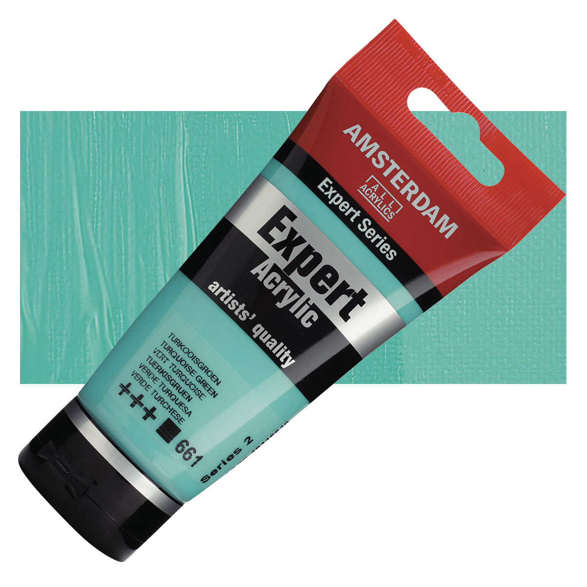 Amsterdam Expert Series Acrylic - Turquoise Green, 75 ml tube and swatch